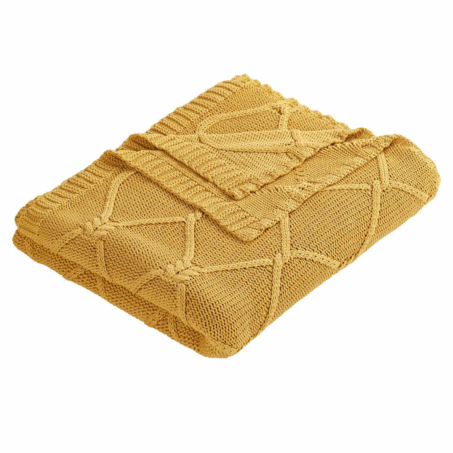 Plaid Cresil Plaid jaune en maille douce avec motif géométrique, parfait pour décorer et réchauffer la maison