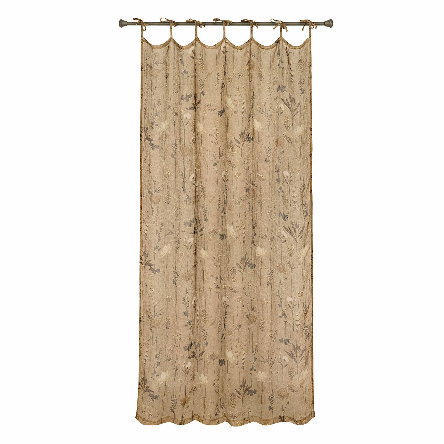 Voilage Norivelle Rideau beige à motif floral délicat en tissu léger pour une décoration de fenêtre élégante