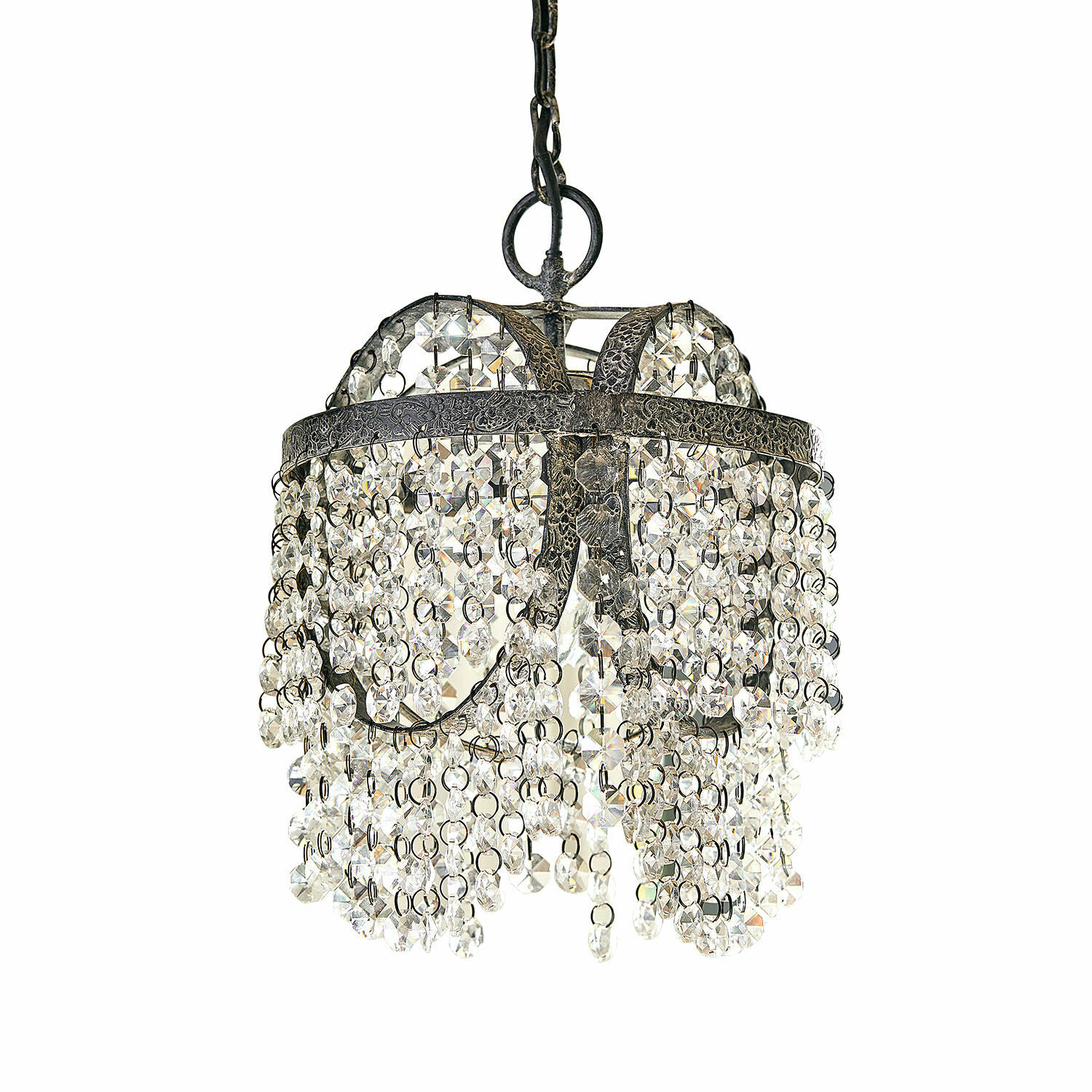 Lustre Venolio Suspension avec perles en cristal et cadre métallique vintage pour décoration intérieure élégante