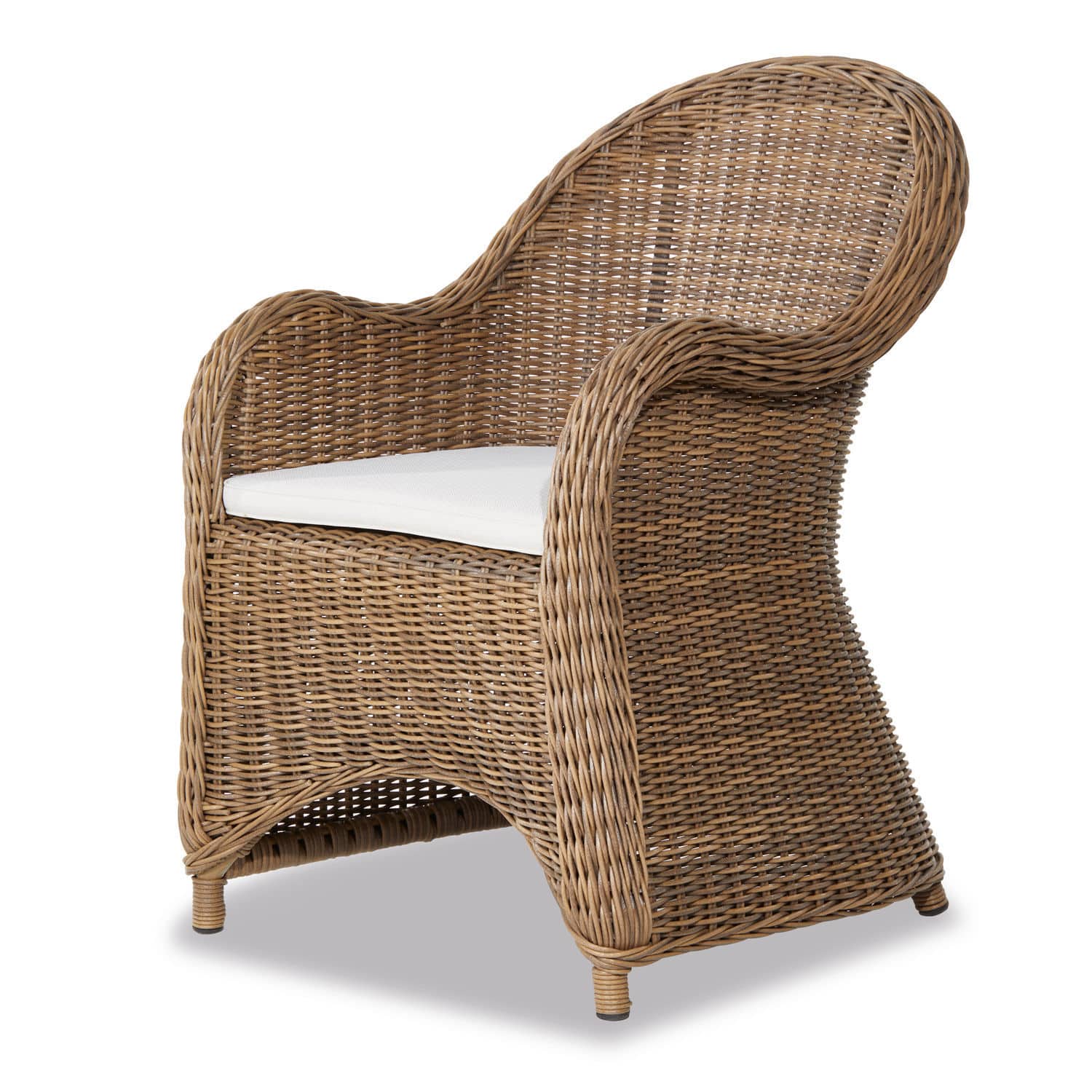 Fauteuil Kerun Fauteuil en rotin naturel avec coussin blanc, parfait pour jardin et salon confortable
