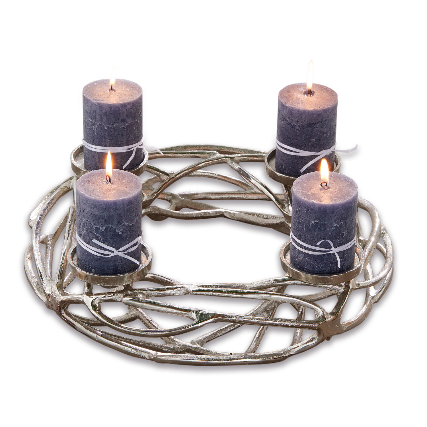 Couronne à bougies Coldfield Couronne de l'Avent en métal avec quatre bougies violettes pour décoration de Noël intérieure
