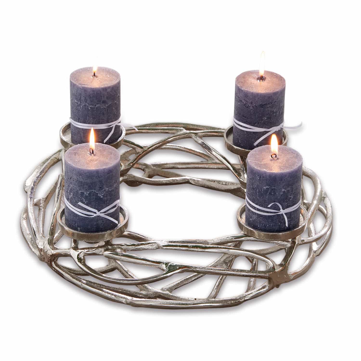 Couronne à bougies Coldfield Couronne de l'Avent en métal avec quatre bougies violettes pour décoration de Noël intérieure