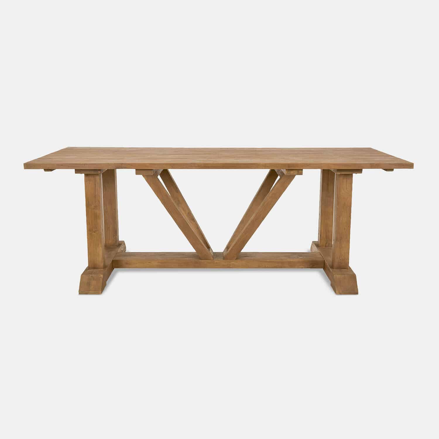 Table Melvoro Table à manger en bois naturel avec structure solide et support décoratif en V