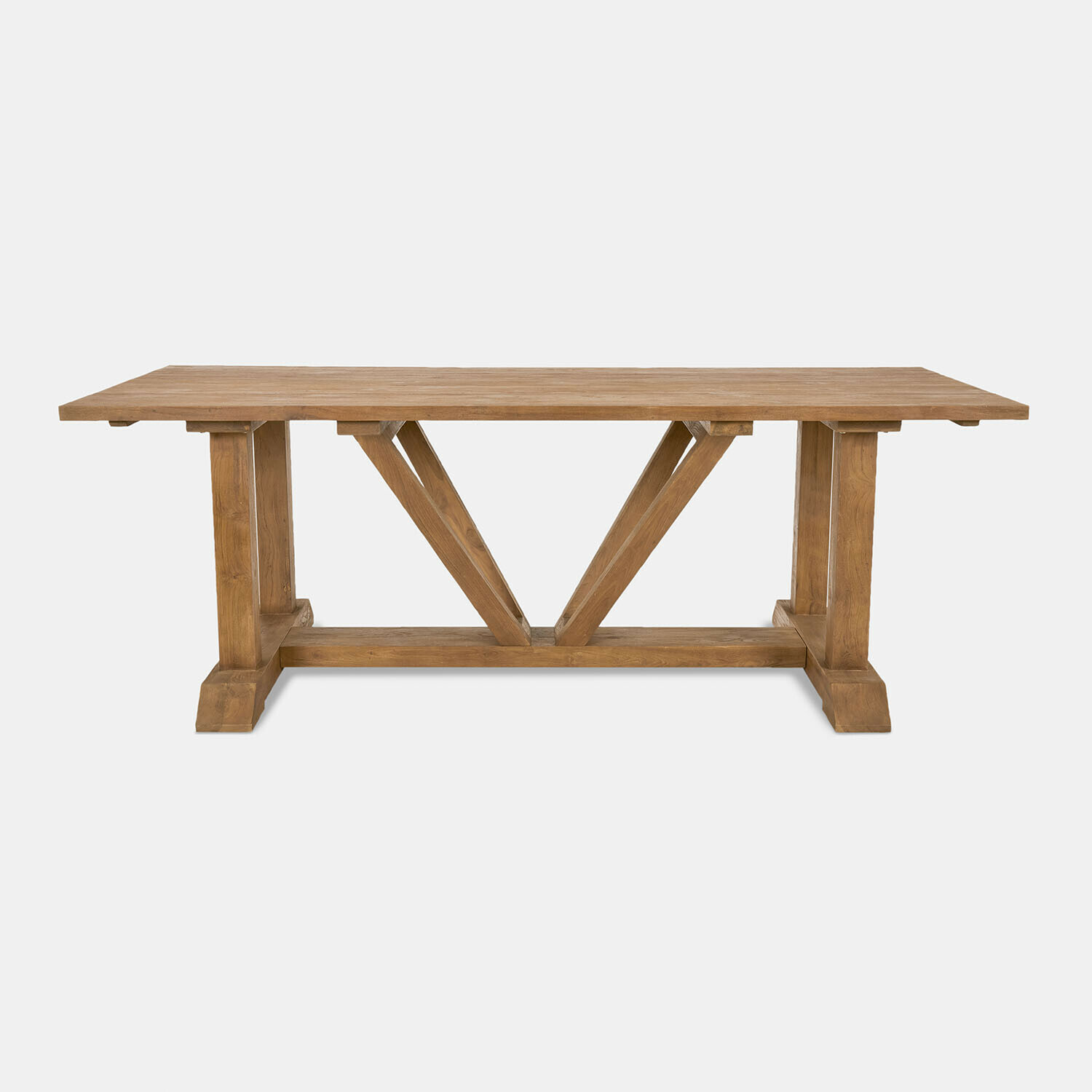 Table Melvoro Table à manger en bois naturel avec structure solide et support décoratif en V