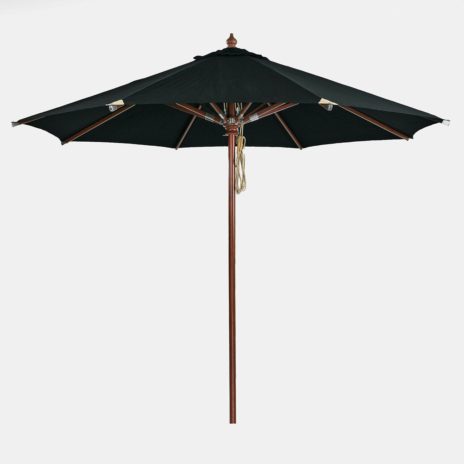 noir Parasol de jardin noir Brent avec mât en bois, parfait pour ombrager terrasse ou jardin ensoleillé