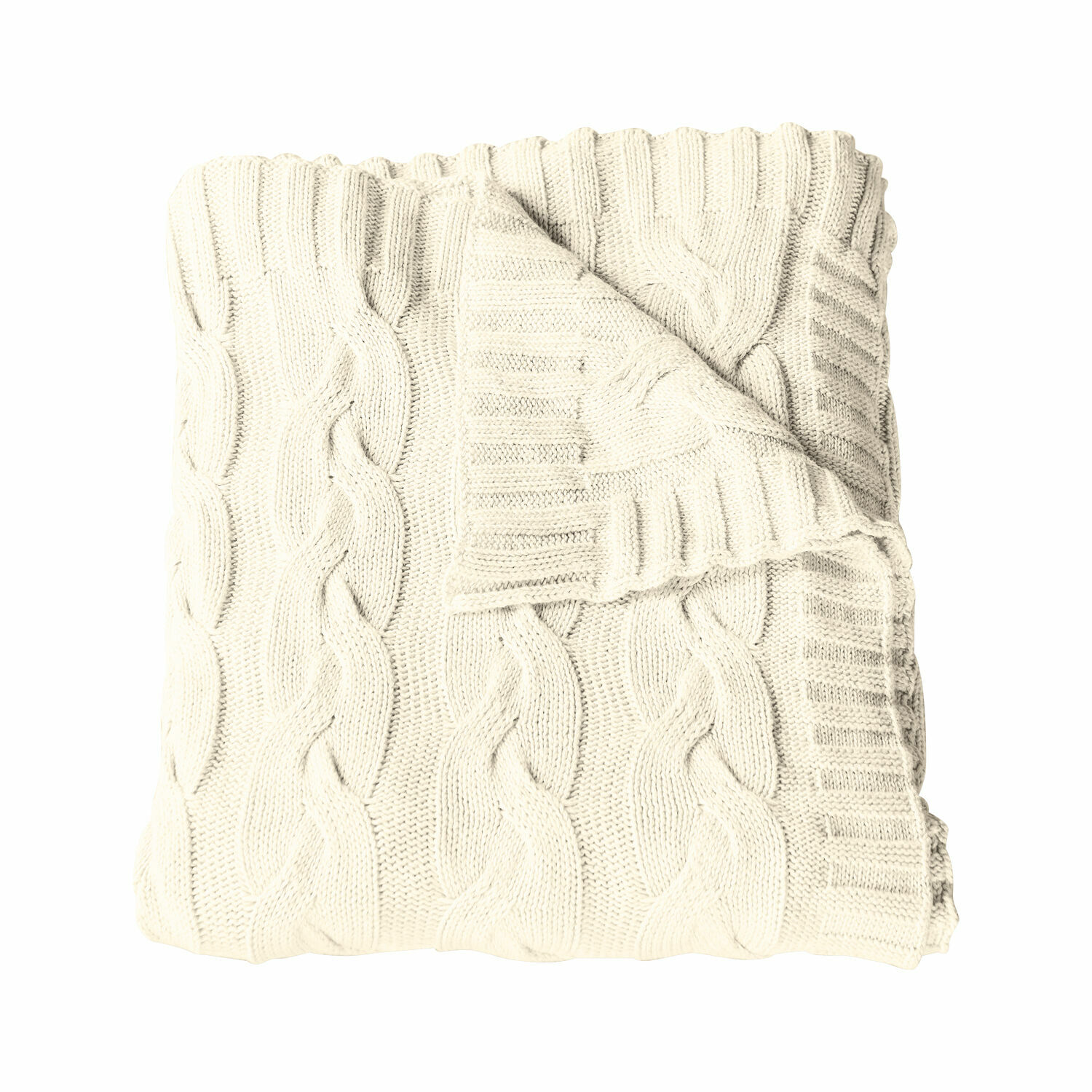 Plaid Arnhem Plaid crème en maille torsadée douce, parfait pour une décoration intérieure chaleureuse et confortable