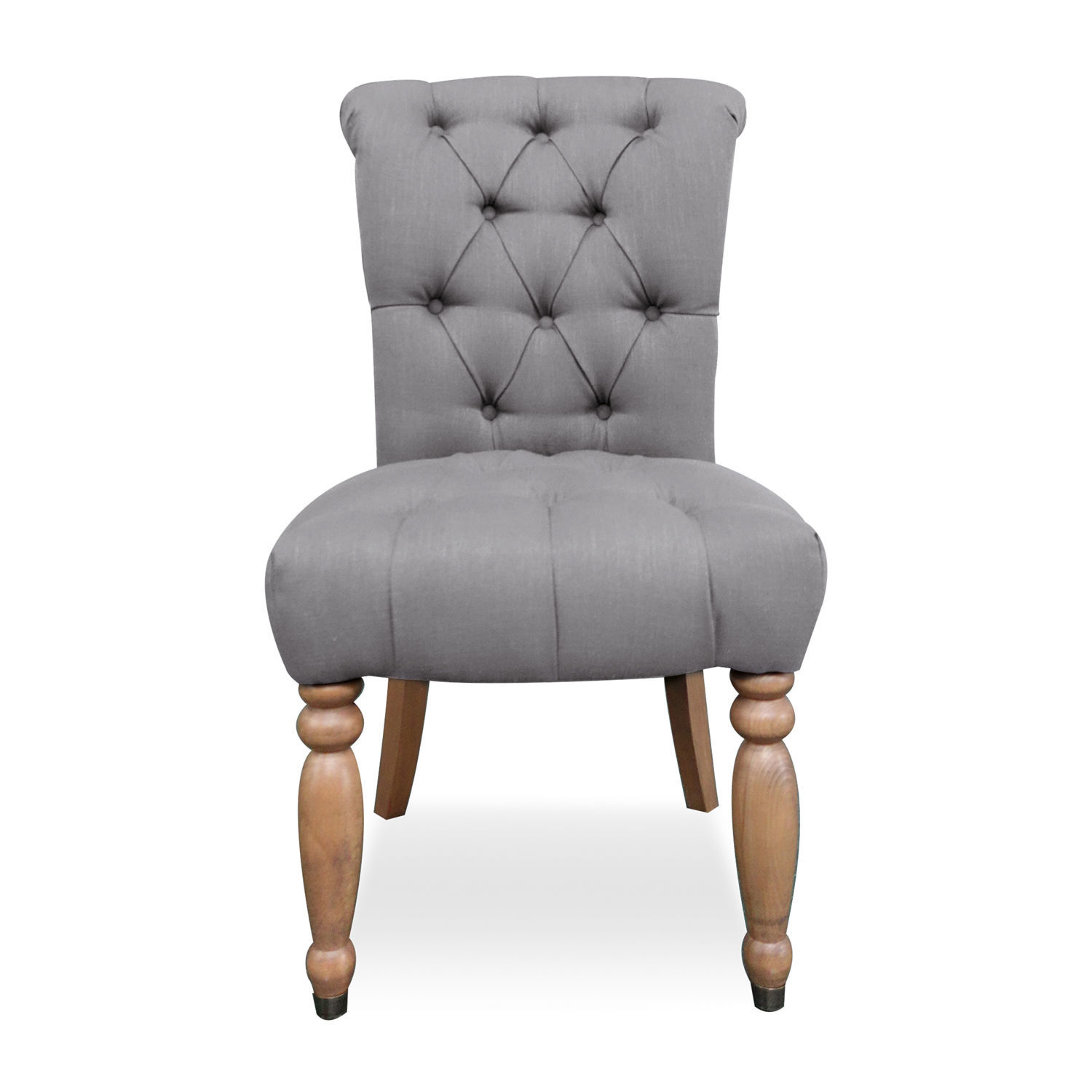 bleu-gris Fauteuil Claville gris avec pieds en bois, chaise rembourrée élégante pour salon et salle à manger