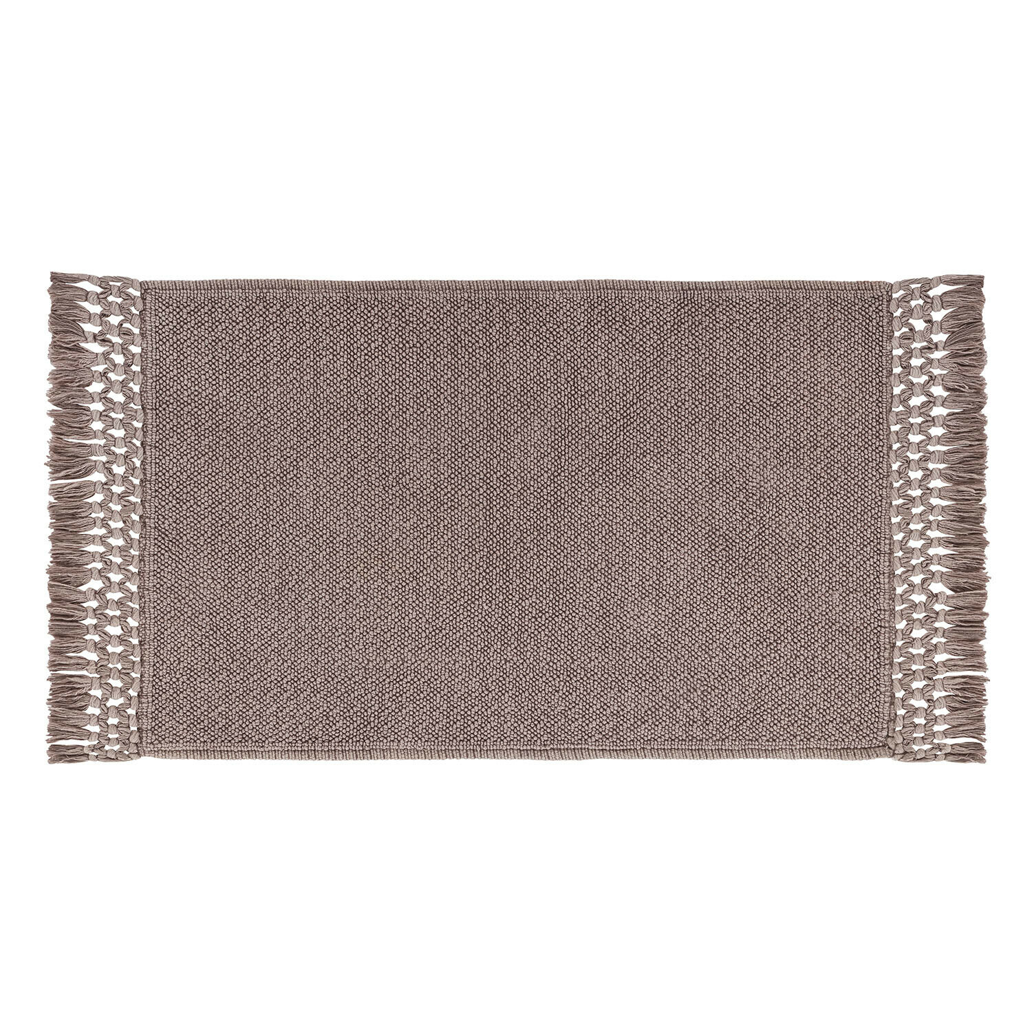 Tapis de bain gris Faelwyn en tissu doux avec franges décoratives sur les côtés