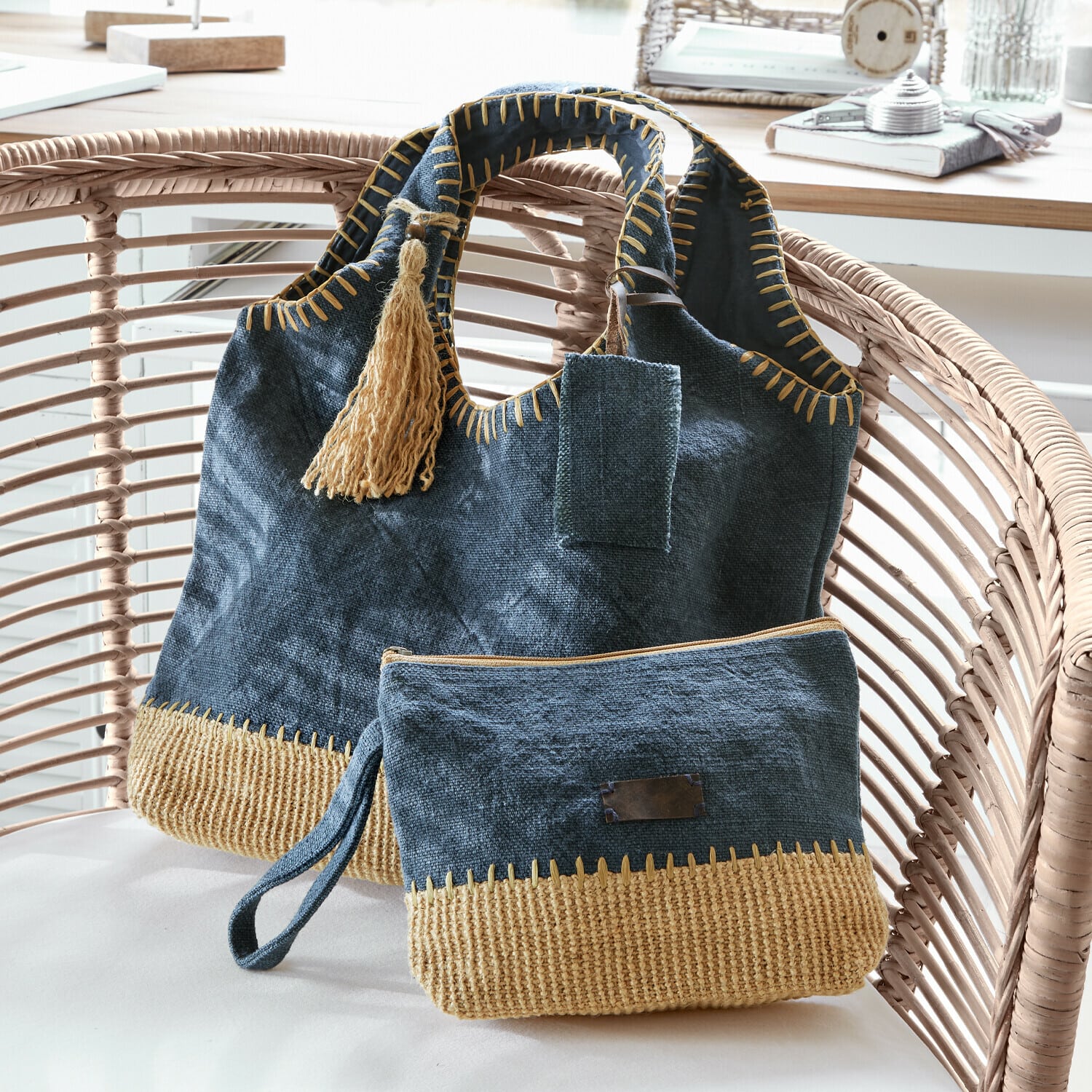 Ensemble cabas et pochette Cacula