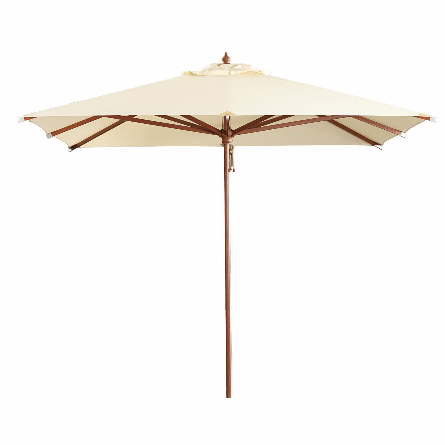 Grand parasol de jardin Barnet champagne avec structure en bois, parfait pour terrasse et jardin