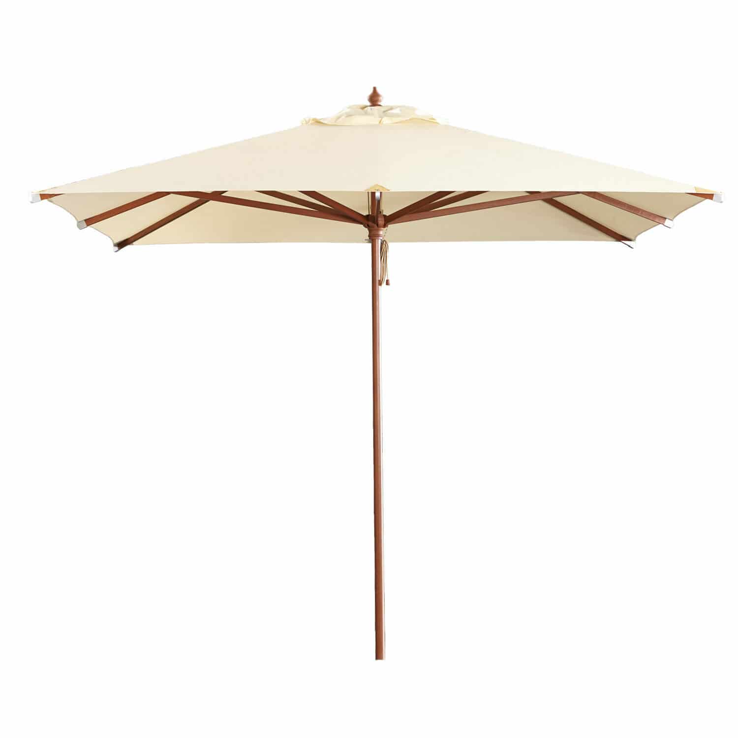 champagne Grand parasol de jardin Barnet champagne avec structure en bois, parfait pour terrasse et jardin