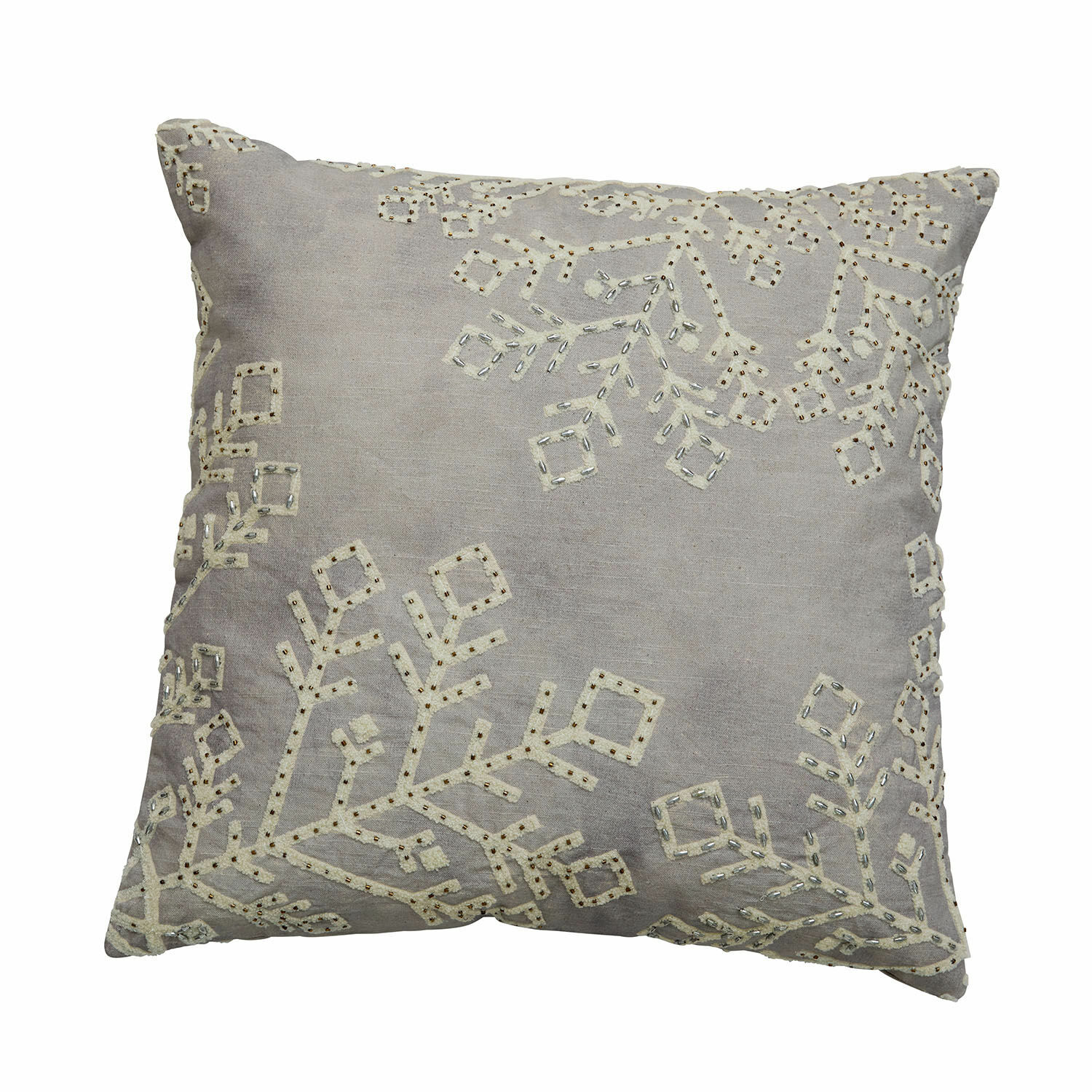 Housse de coussin Halezan Coussin décoratif gris avec motif brodé de branches, tissu doux, accessoire pour salon