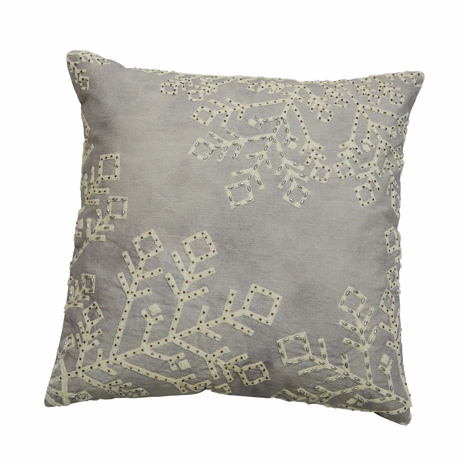 Housse de coussin Halezan Coussin décoratif gris avec motif brodé de branches, tissu doux, accessoire pour salon