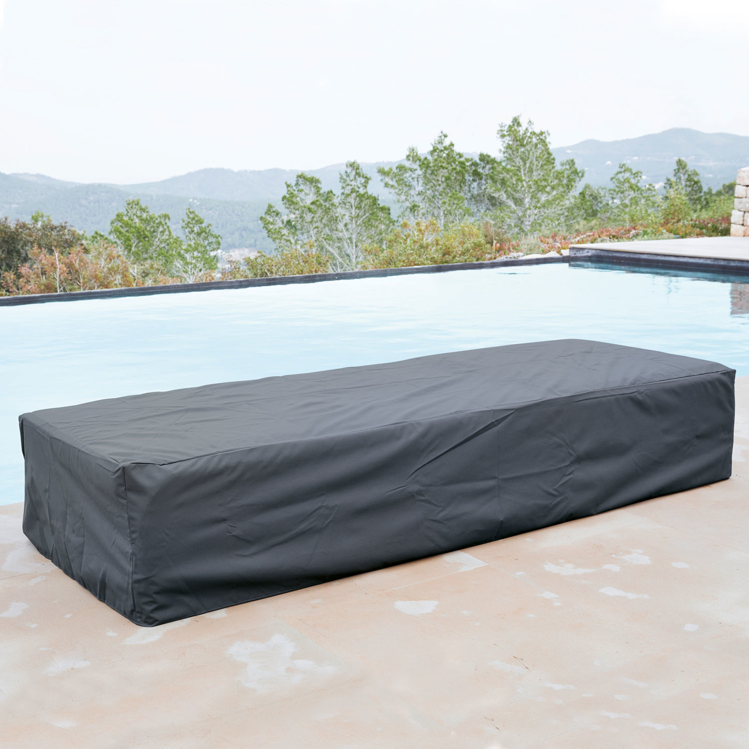 Housse Dunica Housse noire imperméable pour mobilier de jardin au bord de la piscine