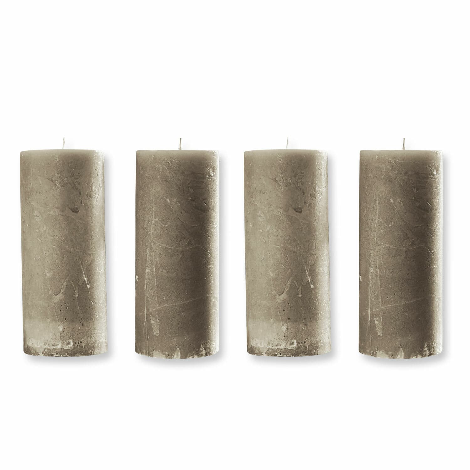 taupe Lot de 4 bougies taupe avec texture rustique, parfaites pour la décoration intérieure