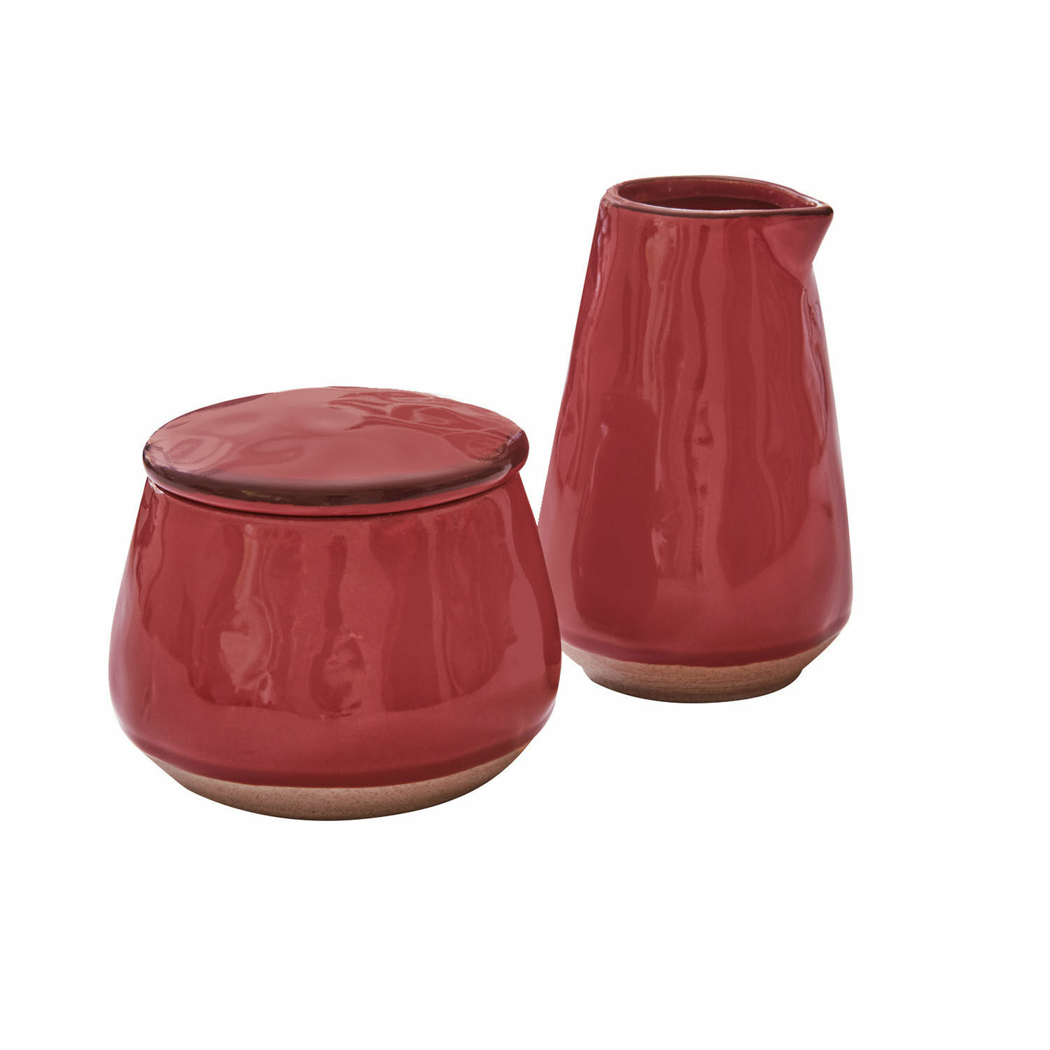 rouge Ensemble rouge en céramique sucrier et pot à lait Biarritz pour cuisine et table