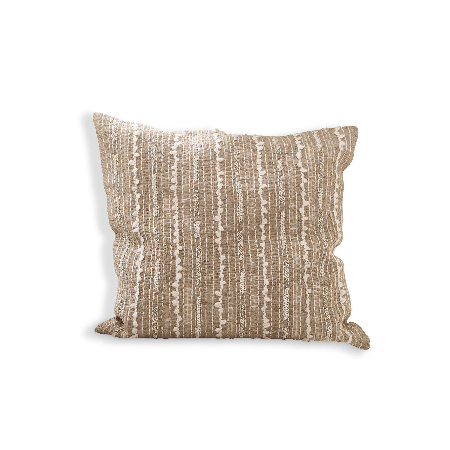 Coussin Ostendo Coussin décoratif beige en coton avec motif rayé blanc, parfait pour salon et chambre à coucher