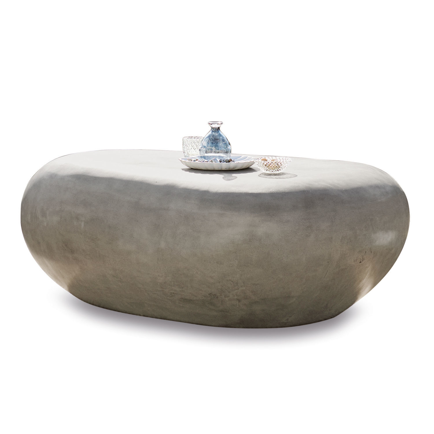 Table basse Fermline Table basse ovale en béton gris, meuble moderne pour salon design