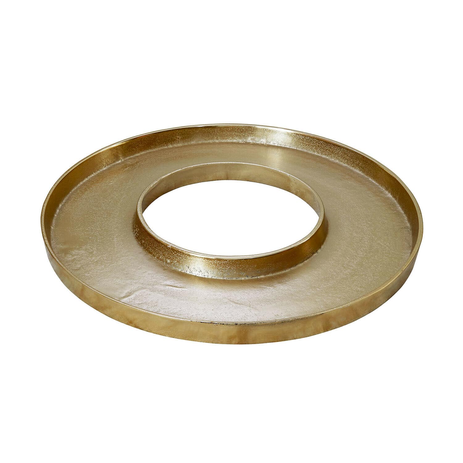 Plateau à bougies Velarosas Plateau décoratif rond en métal doré avec trou central, accessoire élégant pour la maison