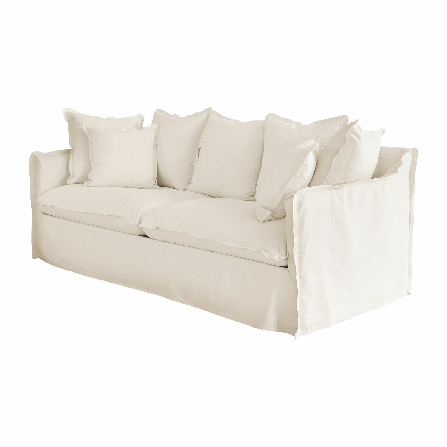 Canapé Tienen Canapé beige en coton avec coussins moelleux pour un salon confortable et élégant