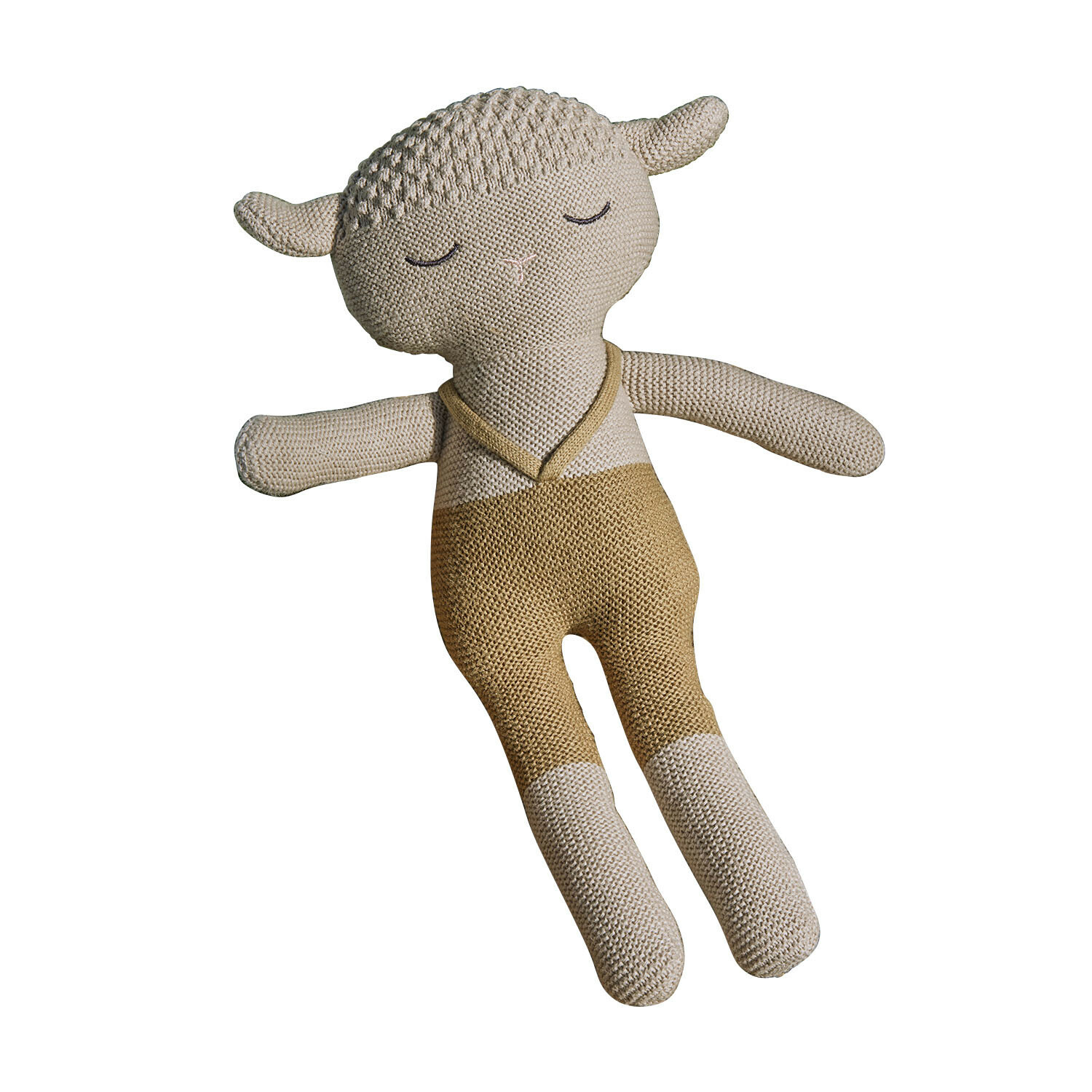 Peluche Cuddlecloud Peluche mouton beige en tricot, douce et câline, jouet idéal pour enfants