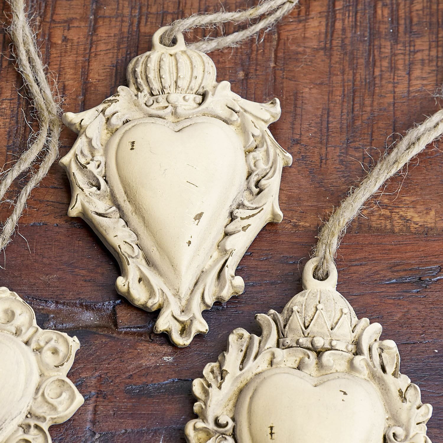 Lot de 4 décorations de Noël Hearts