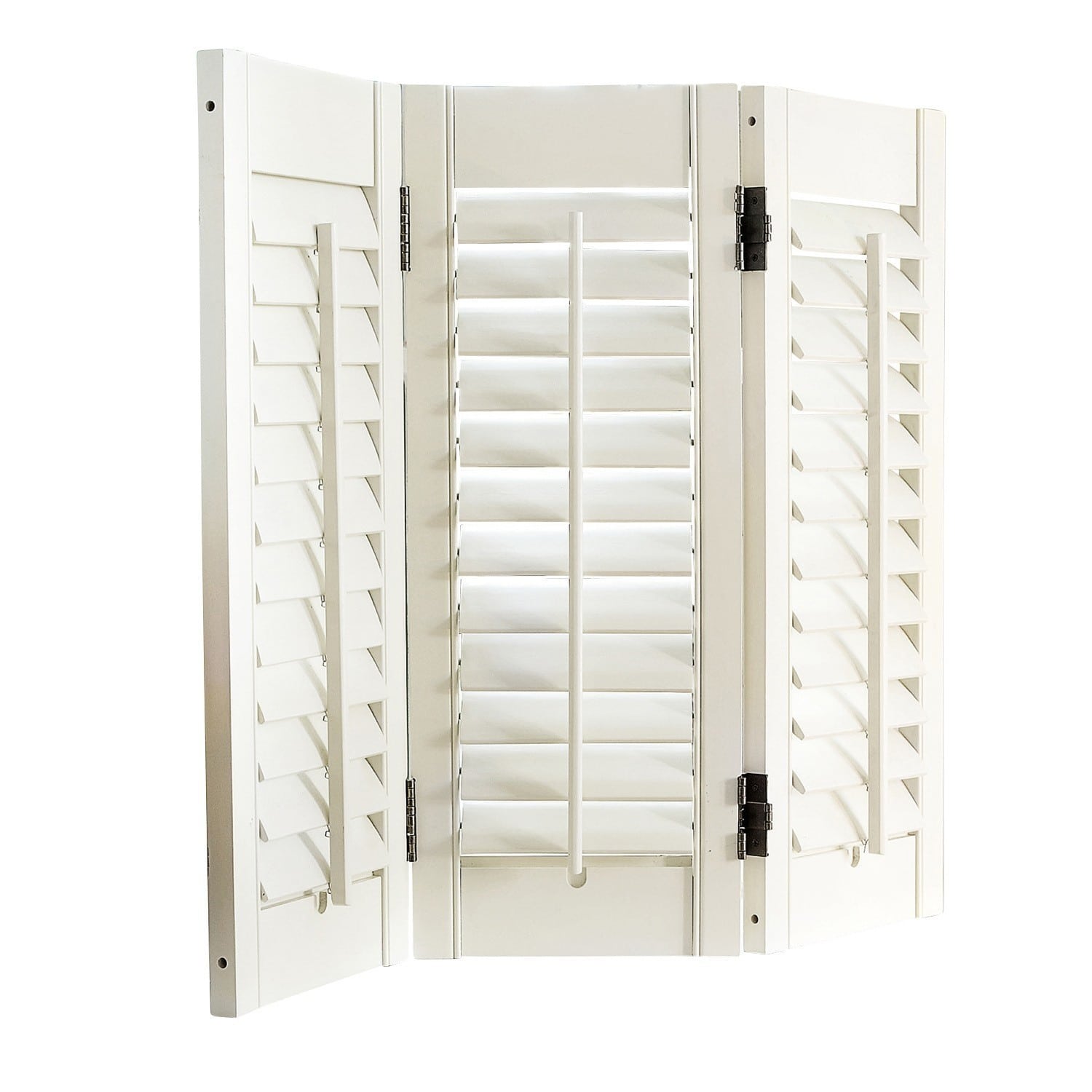 Paravent Ventura Volet pliant en bois blanc à trois panneaux avec lames réglables pour décoration intérieure