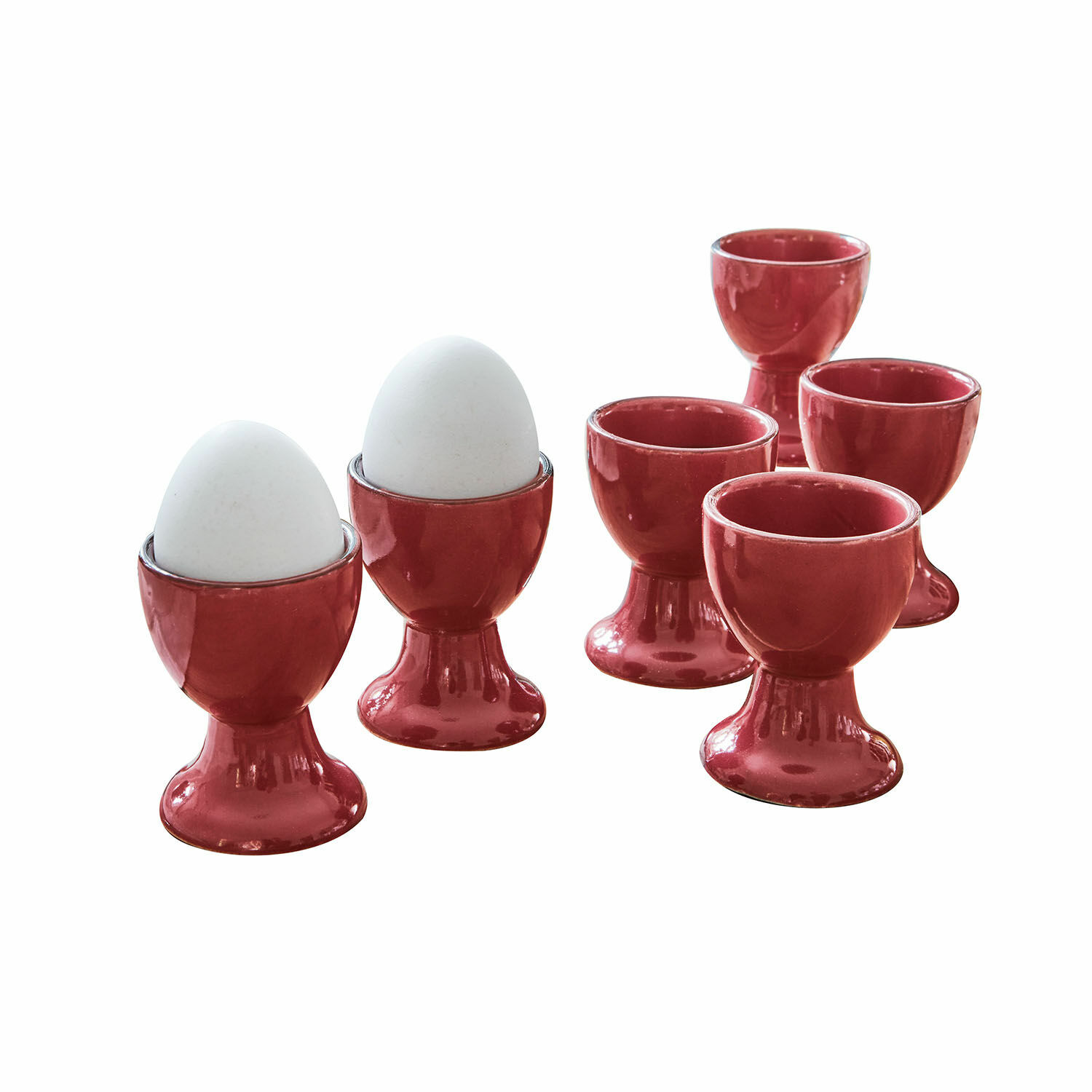 rouge Ensemble de 6 coquetiers en céramique rouge Biarritz pour petit-déjeuner et cuisine