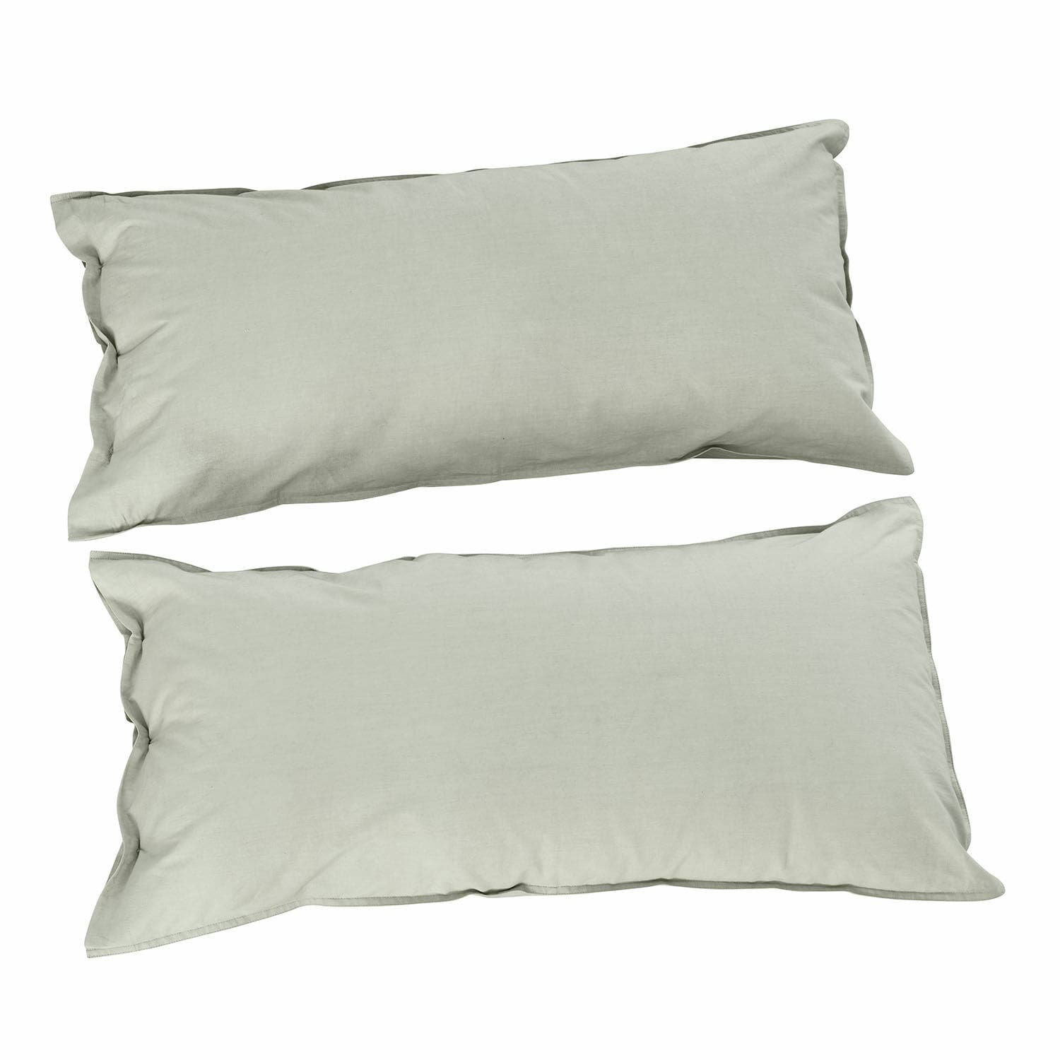 Lot de 2 housses de coussins Calithen Deux coussins rectangulaires gris clair en coton pour décoration et confort intérieur