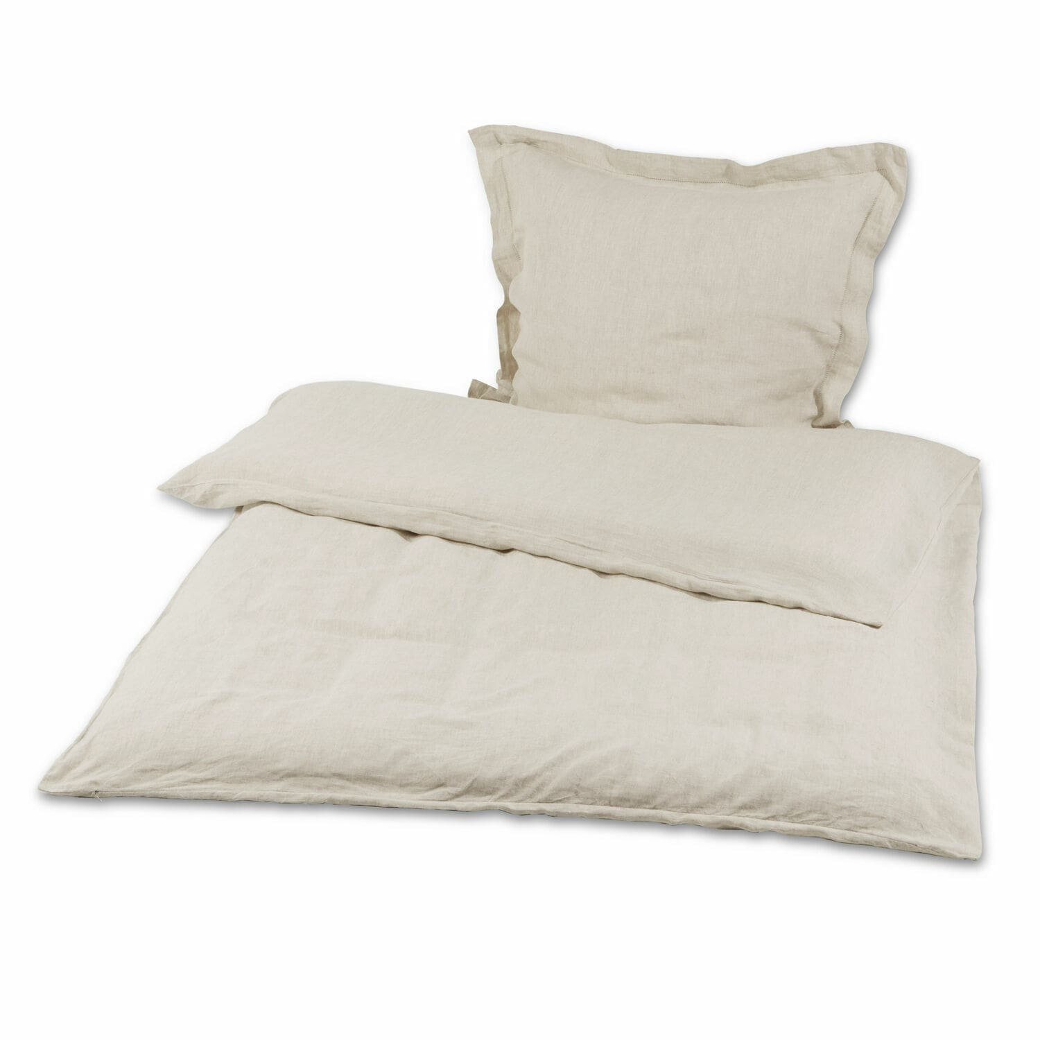 Parure de lit Kilanema Parure de lit en lin beige avec taie d'oreiller, tissu naturel et doux, linge de lit confortable