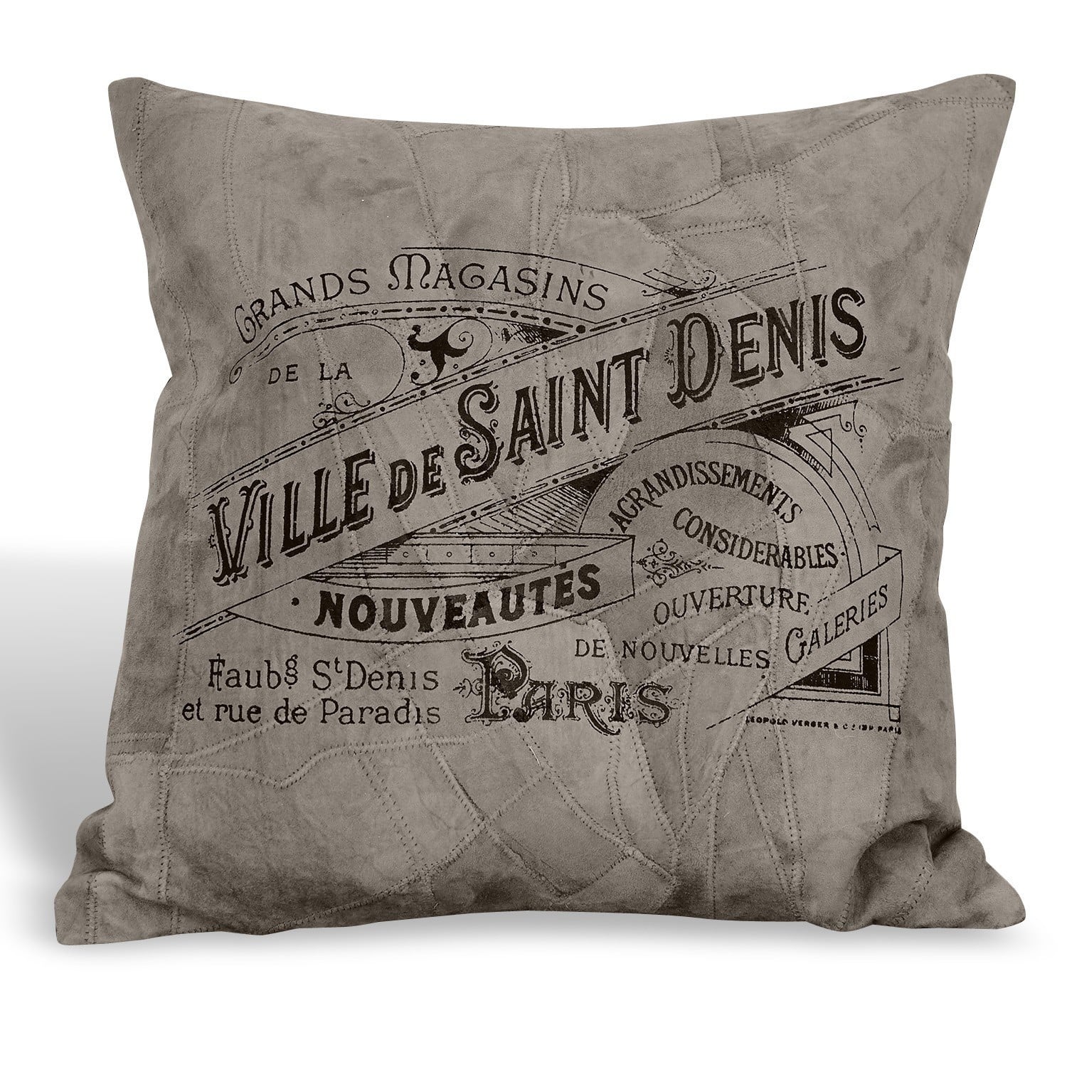 Housse de coussin Boissiére Coussin gris en tissu doux avec impression vintage pour décoration salon et chambre