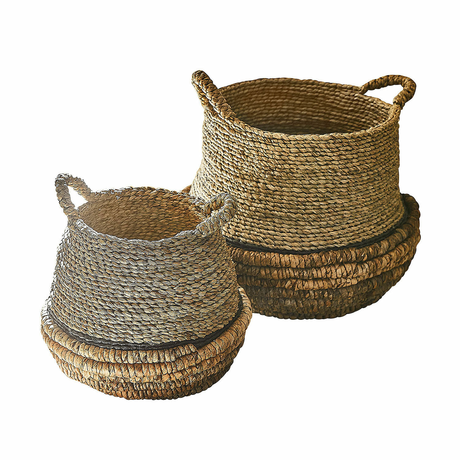 Lot de 2 paniers Zémeline Ensemble de deux paniers en osier naturel tressé marron pour rangement intérieur pratique
