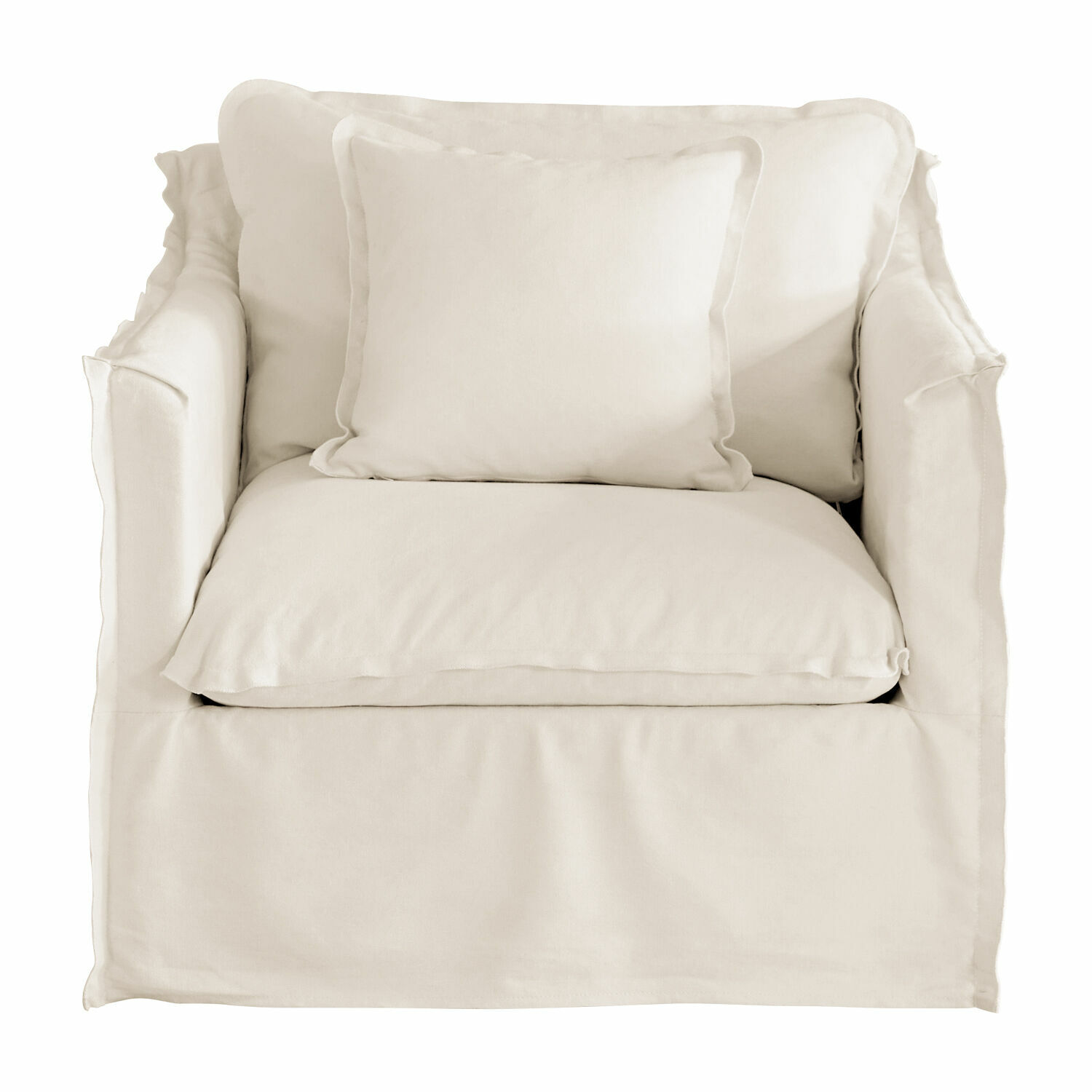 crème Fauteuil Tienen crème en coton avec coussins moelleux, siège confortable pour salon