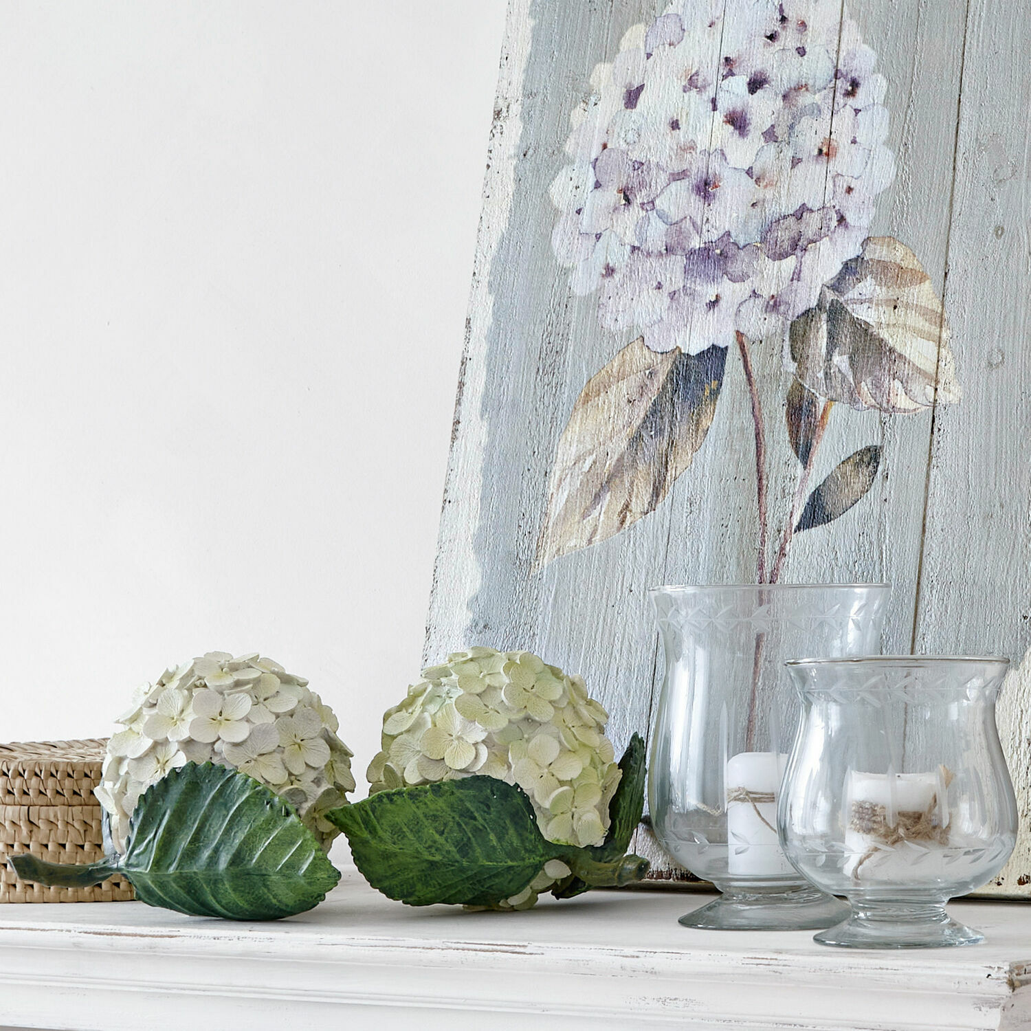 Lot de 2 fleurs décoratives Hortensie