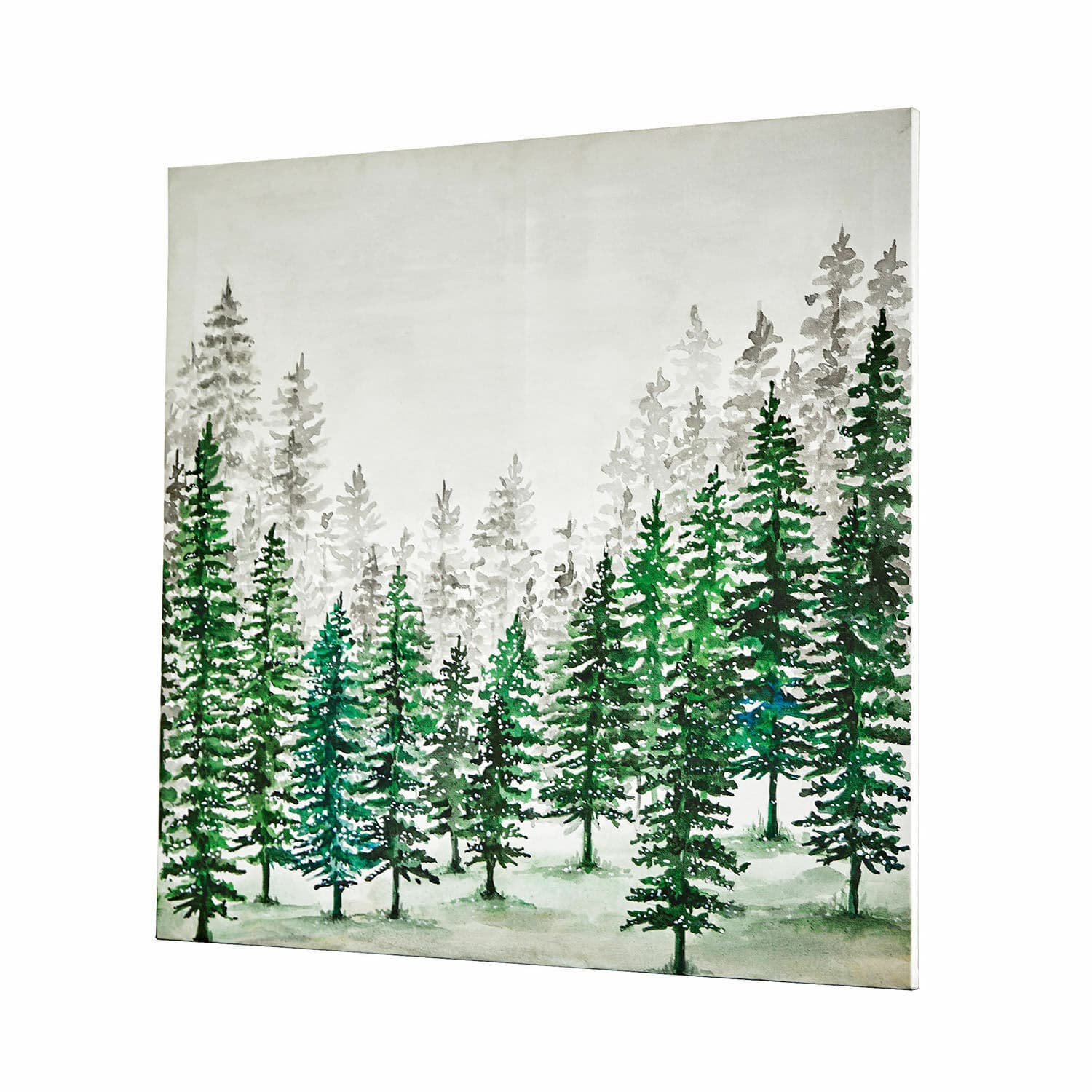 Tableau Mierta Tableau décoratif avec motif d'arbres verts et gris sur fond clair, décoration murale nature