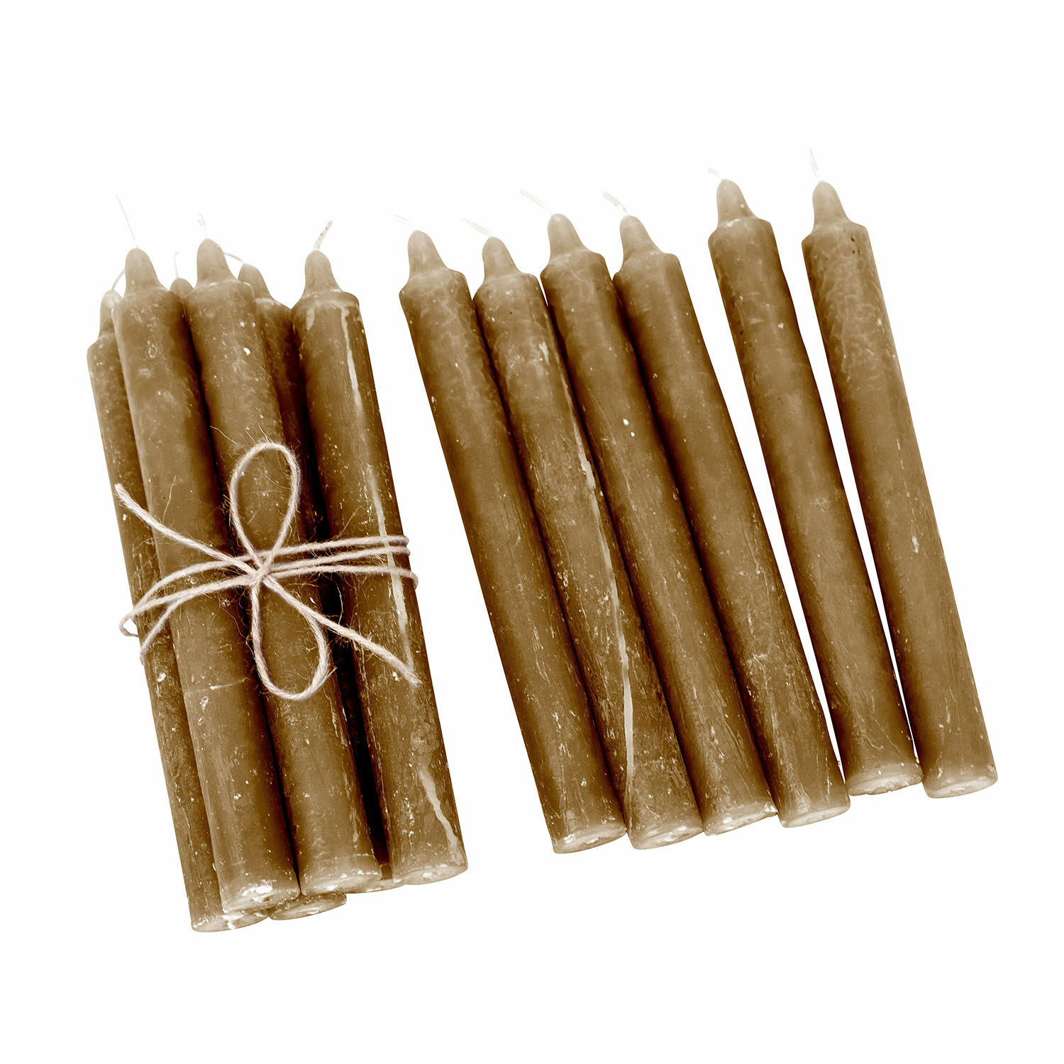 Lot de 12 bougies Bauceau Lot de bougies de table brunes en cire liées par une ficelle, décoration intérieure et éclairage