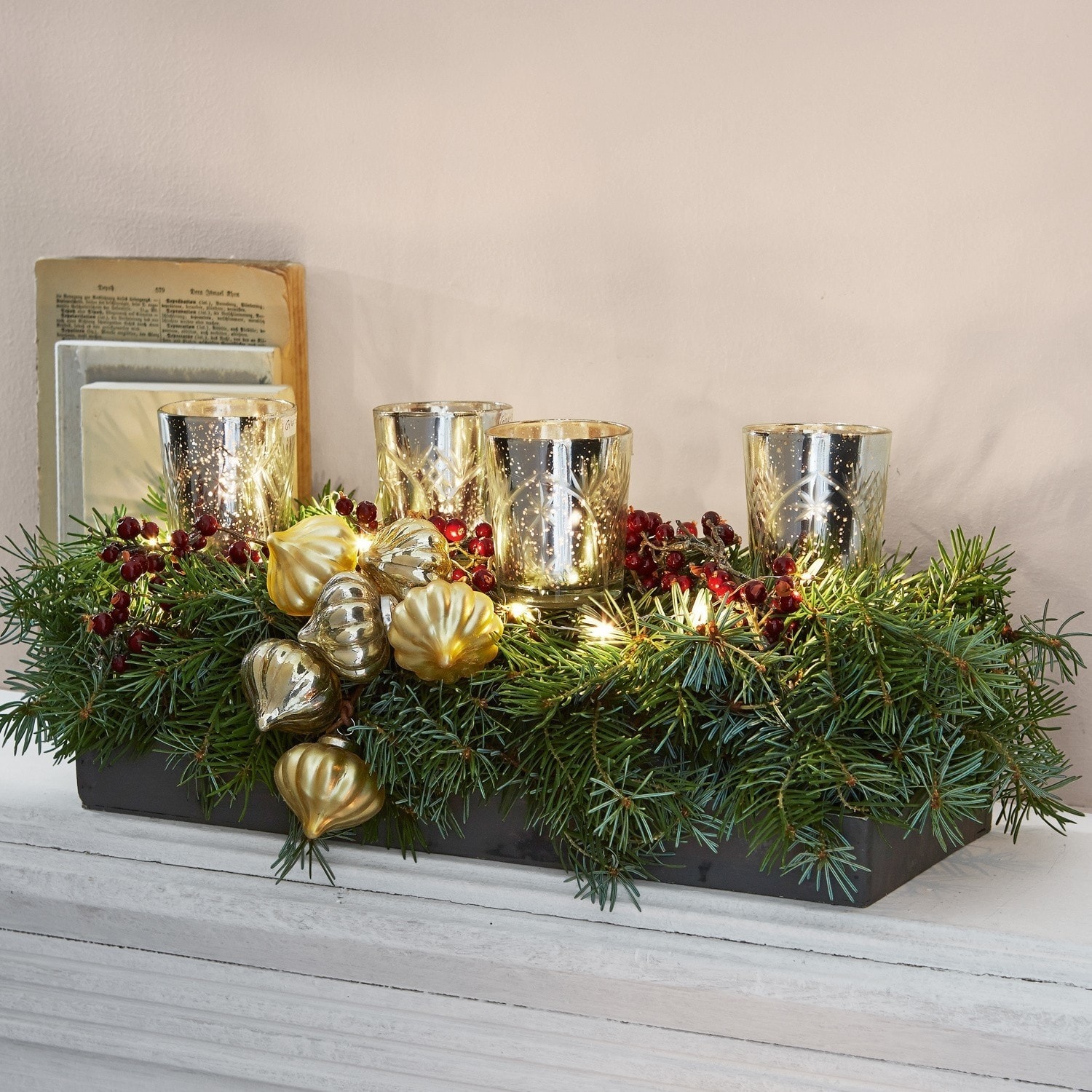 Lot de 4 photophores à planter Fayence