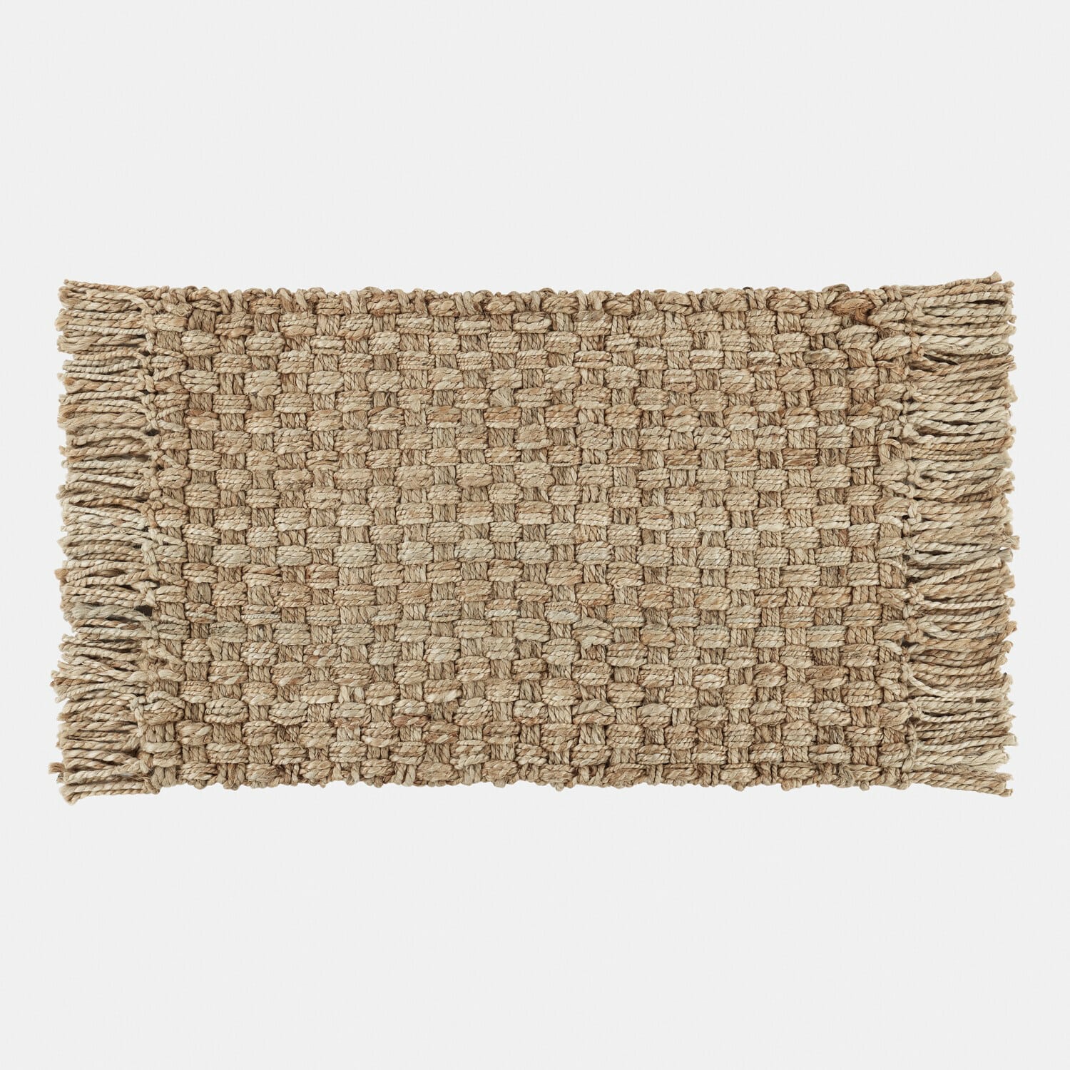 Paillasson Moody Tapis tissé à la main en jute naturelle beige avec franges, décoration intérieure et sol
