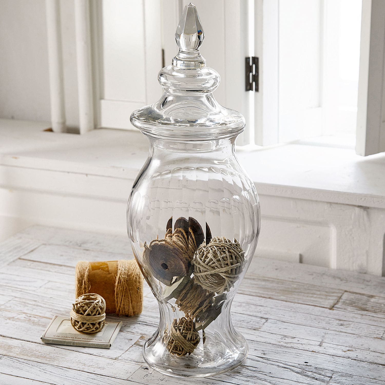 Bonbonnière Marquhis Vase en verre transparent avec couvercle, décoration rustique pour intérieur élégant