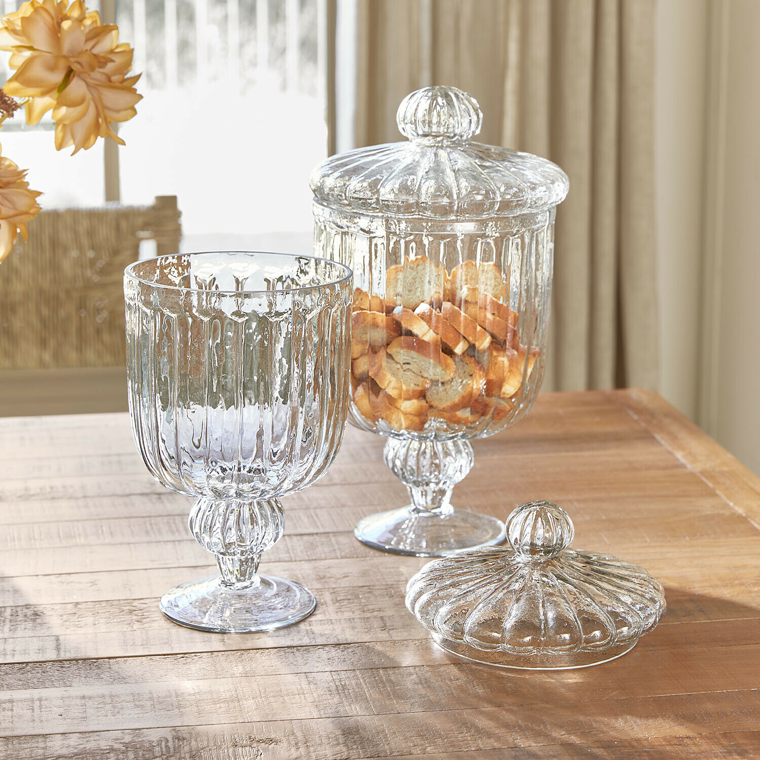 Lot de 2 bonbonnières en verre Mélomiane