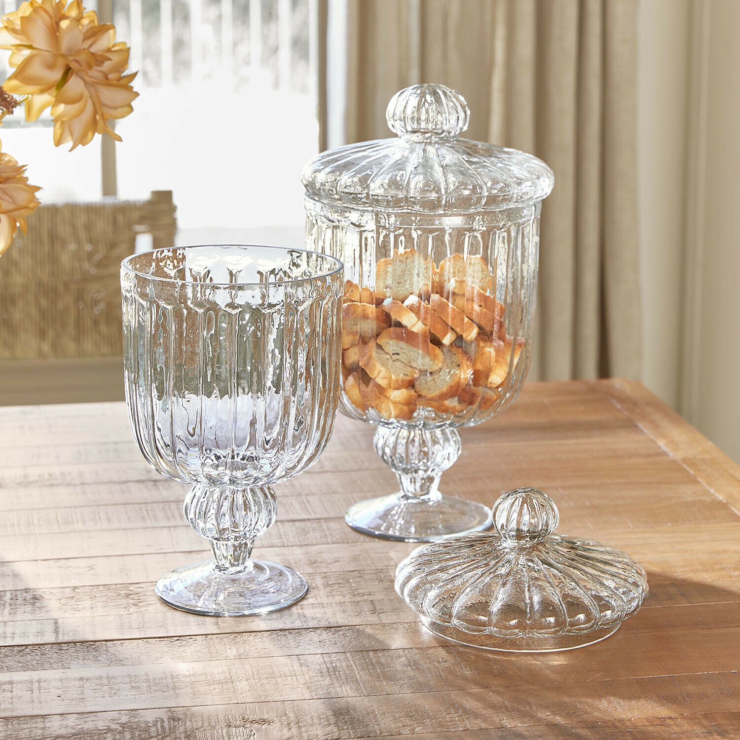 Lot de 2 bonbonnières en verre Mélomiane