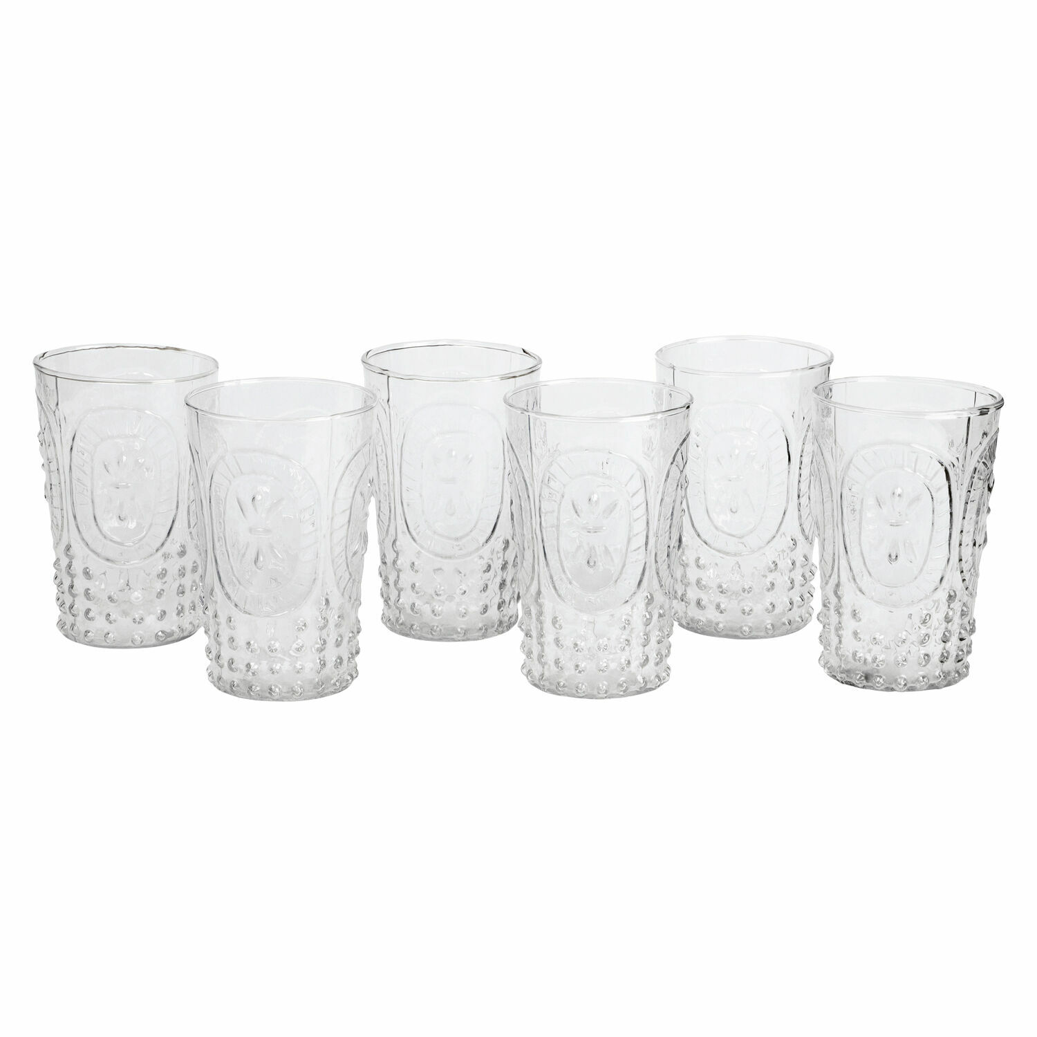 transparent Ensemble de 6 verres transparents Fleury en verre avec motif décoratif, parfait pour boissons.