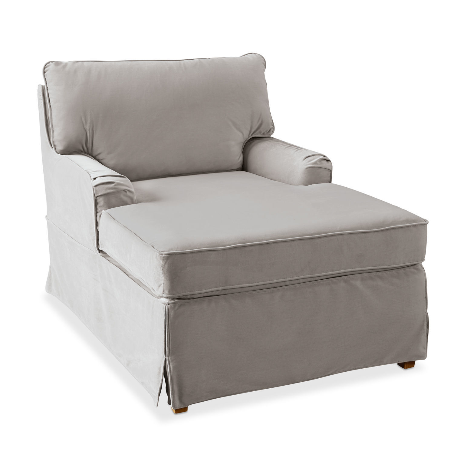 Chaise longue Myersville gris clair en tissu avec coussins moelleux pour salon confortable