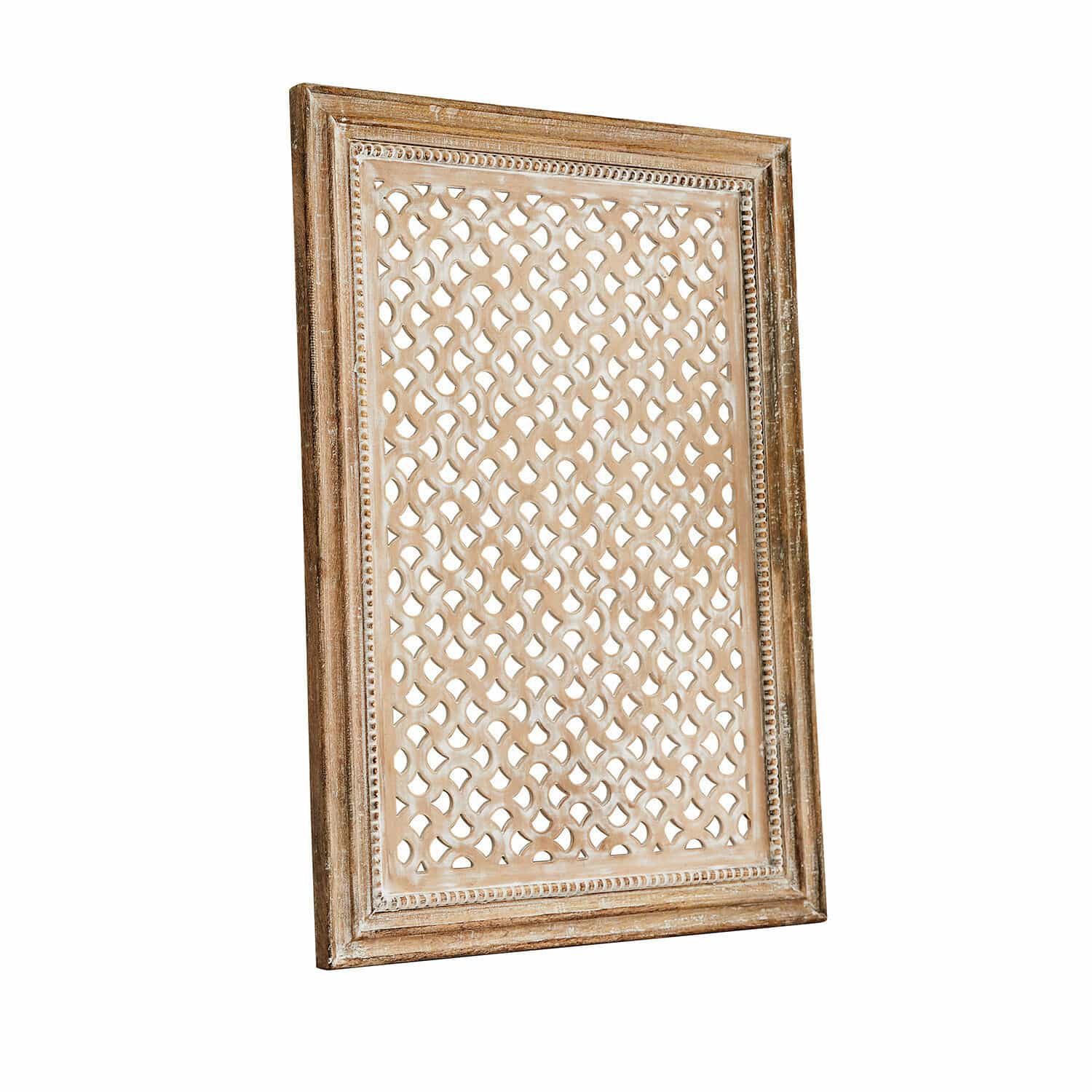 Décoration murale Miette Cadre décoratif en bois avec motif ajouré couleur naturelle pour décoration vintage