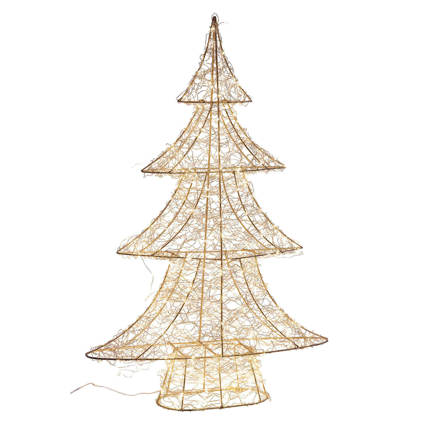 Sapin de Noël à LED Vivetelle Sapin décoratif lumineux en métal avec LED blanches chaudes, décoration de Noël moderne