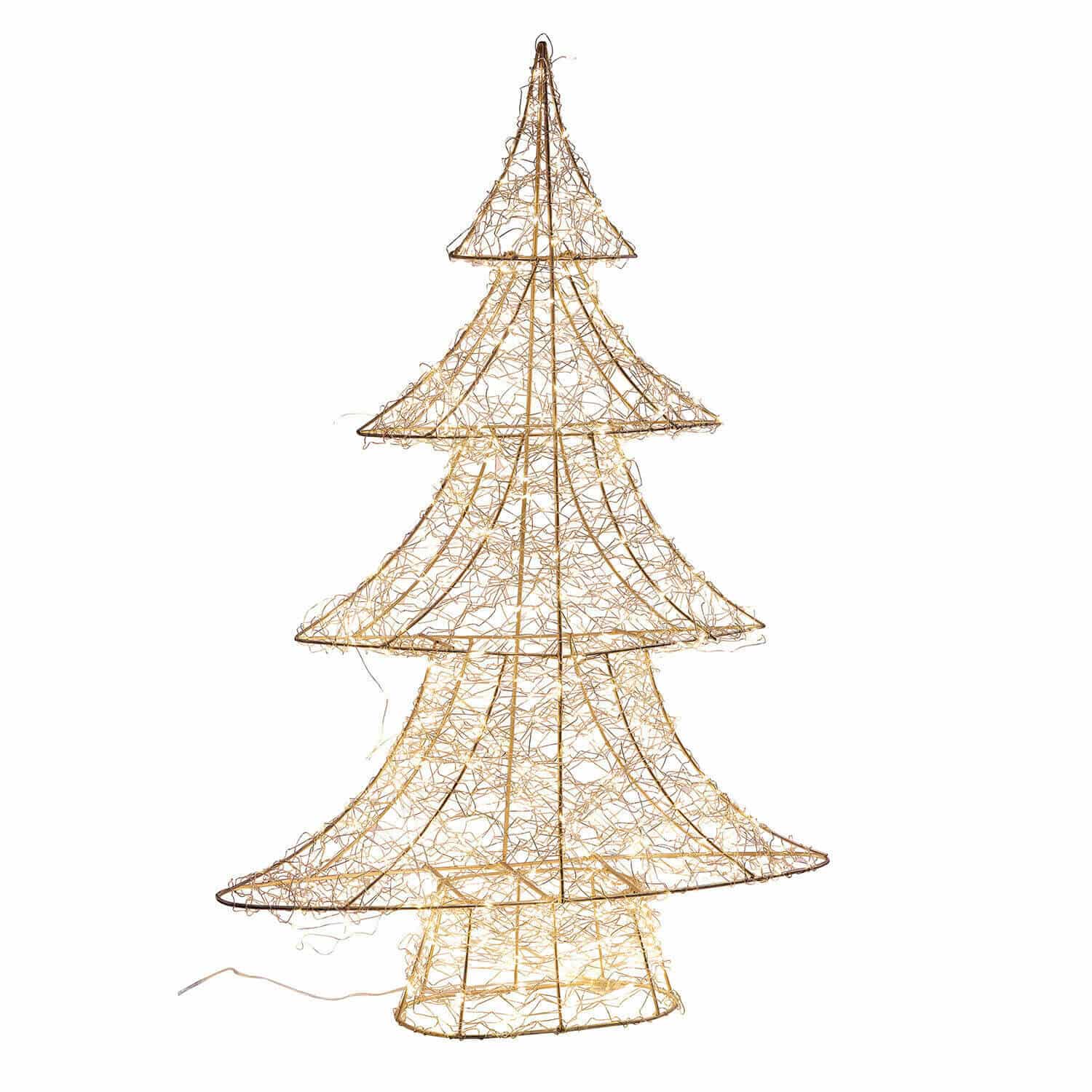 Sapin de Noël à LED Vivetelle Sapin décoratif lumineux en métal avec LED blanches chaudes, décoration de Noël moderne