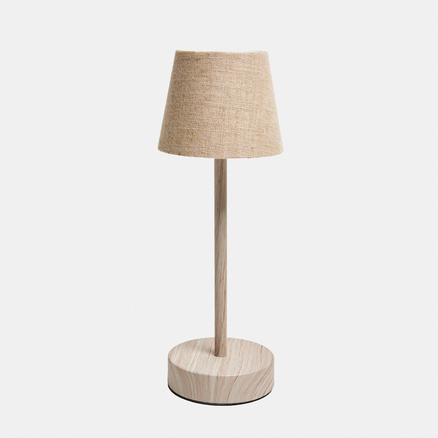 crème Lampe de table rechargeable Sylvainie crème avec abat-jour en tissu et base en bois naturel