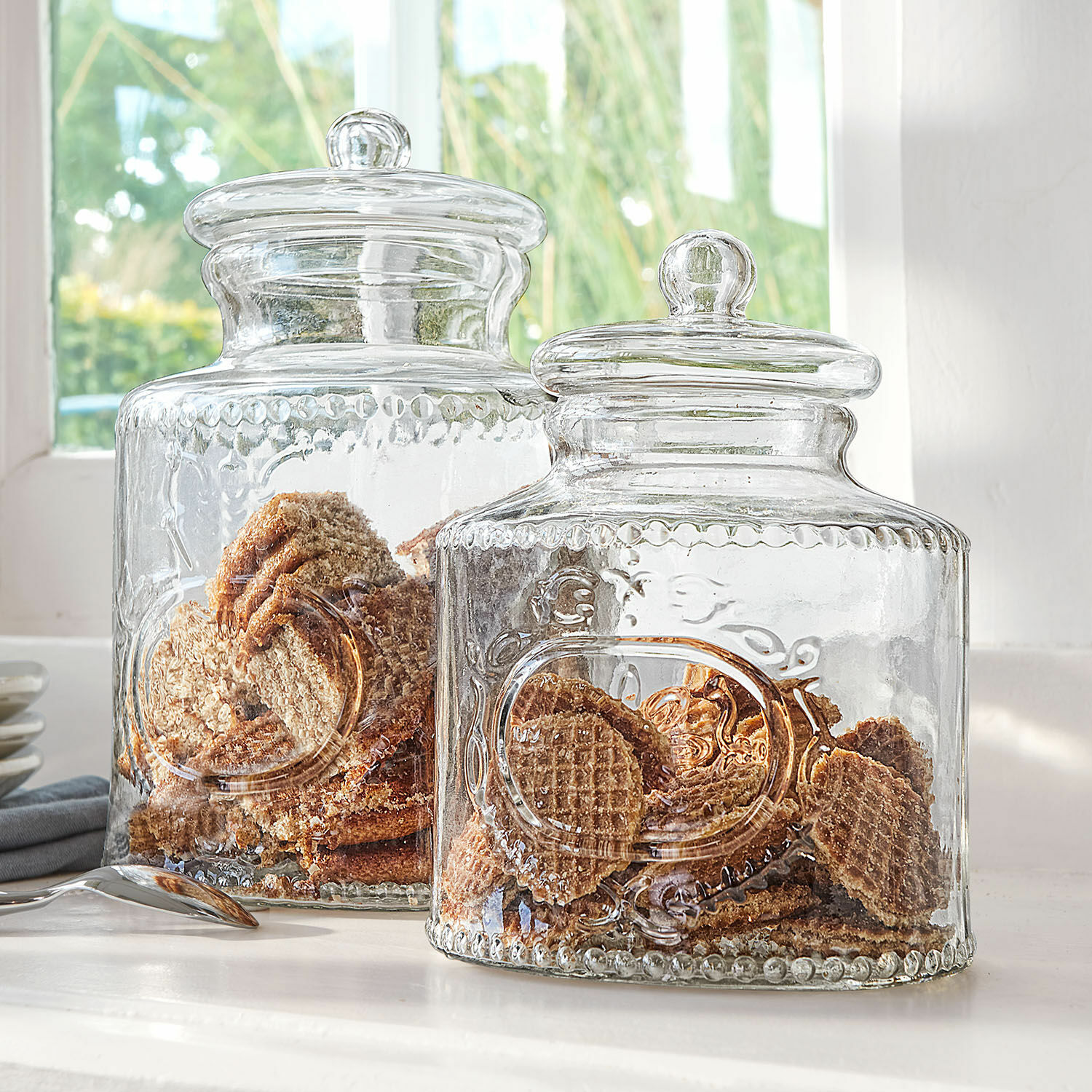 Lot de 2 bonbonnières en verre Elvanto