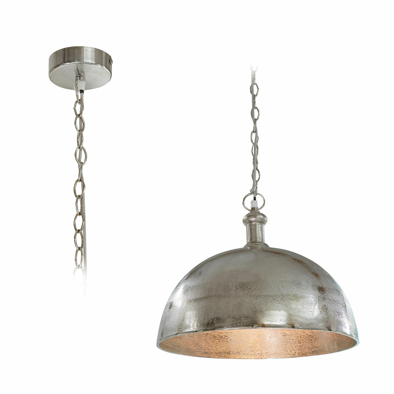 Suspension Kandi Suspension en métal argenté avec chaîne, lampe industrielle pour salon moderne
