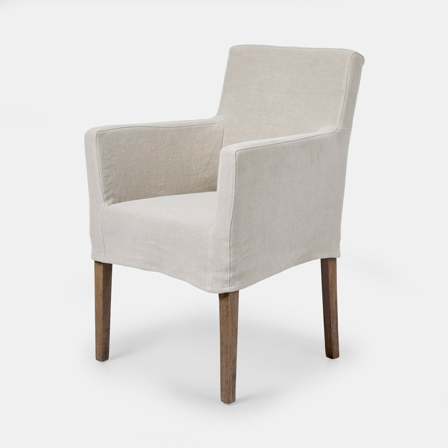 Chaise Longhill Fauteuil beige en tissu avec pieds en bois, siège confortable pour salon ou salle à manger